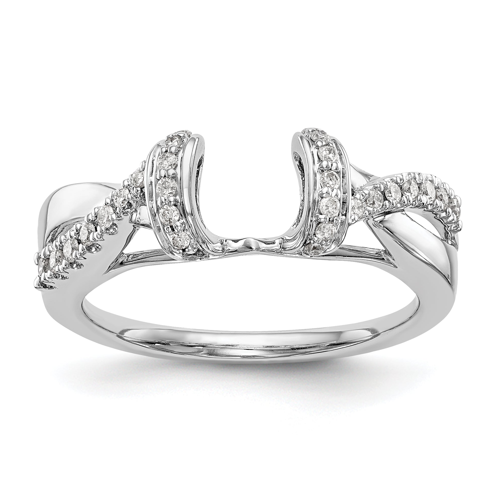 14K White Gold Criss-Cross 1/4 carat Diamond Complete Wrap Ring Main image