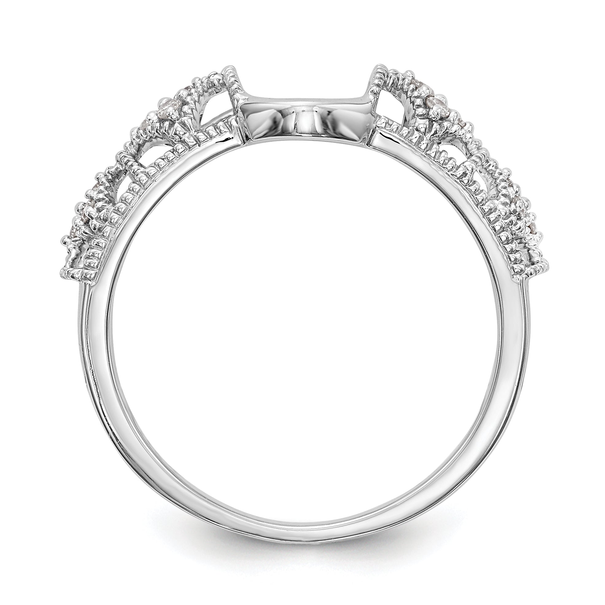 14K White Gold Filigree 1/10 carat Diamond Complete Wrap Ring - 7