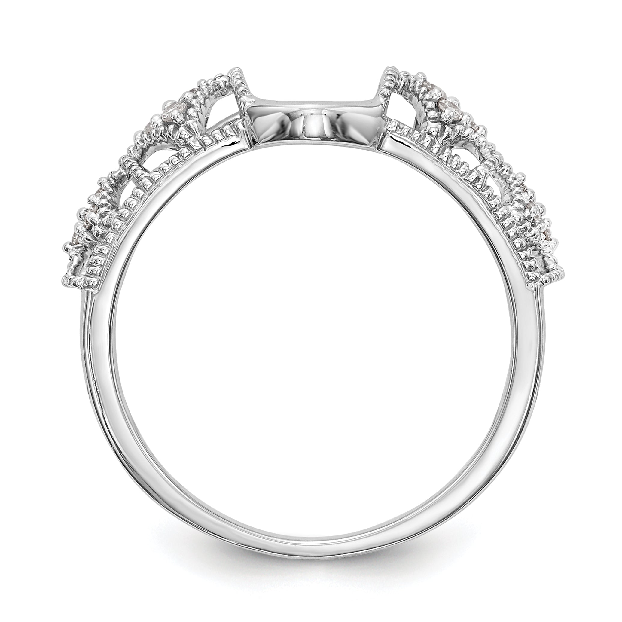 14K White Gold Filigree 1/10 carat Diamond Complete Wrap Ring Secondary image