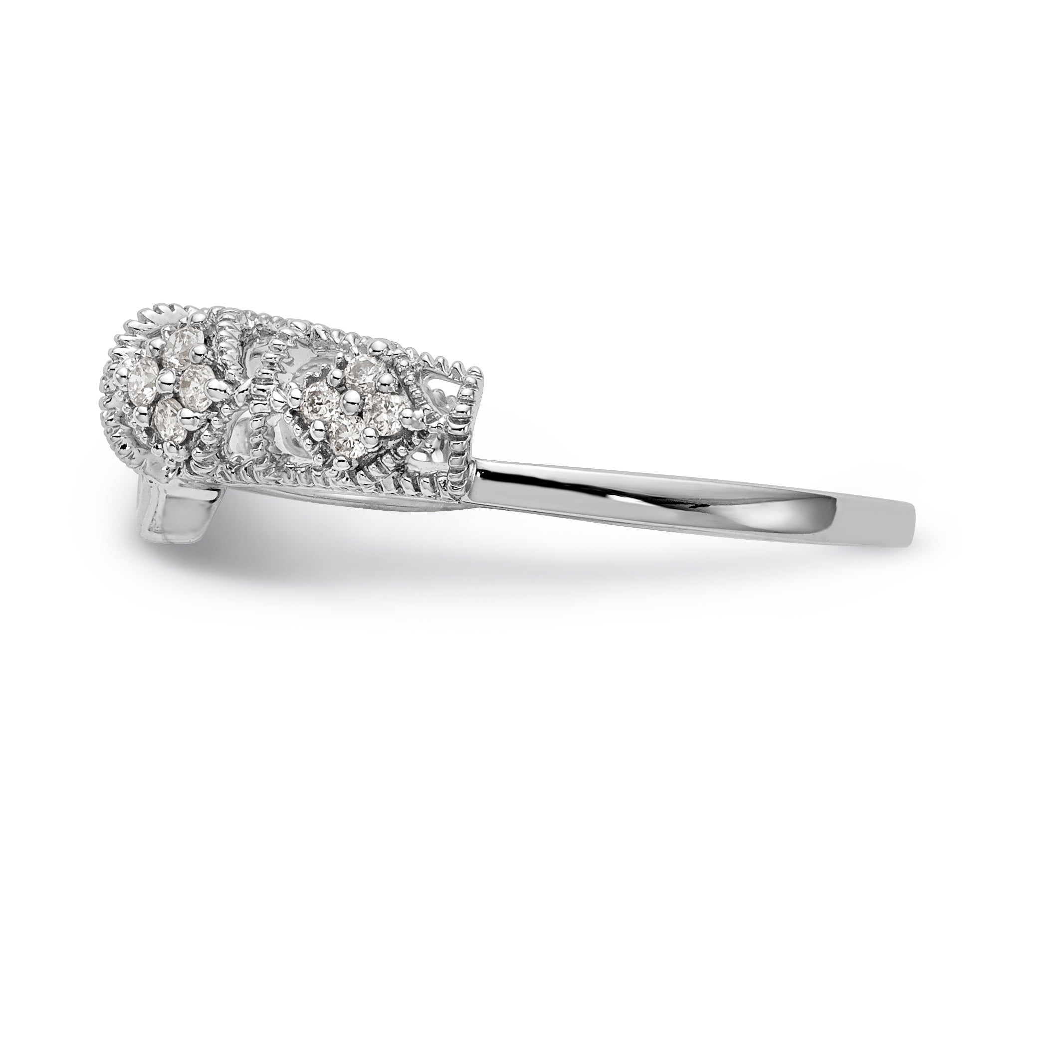 14K White Gold Filigree 1/10 carat Diamond Complete Wrap Ring - 7