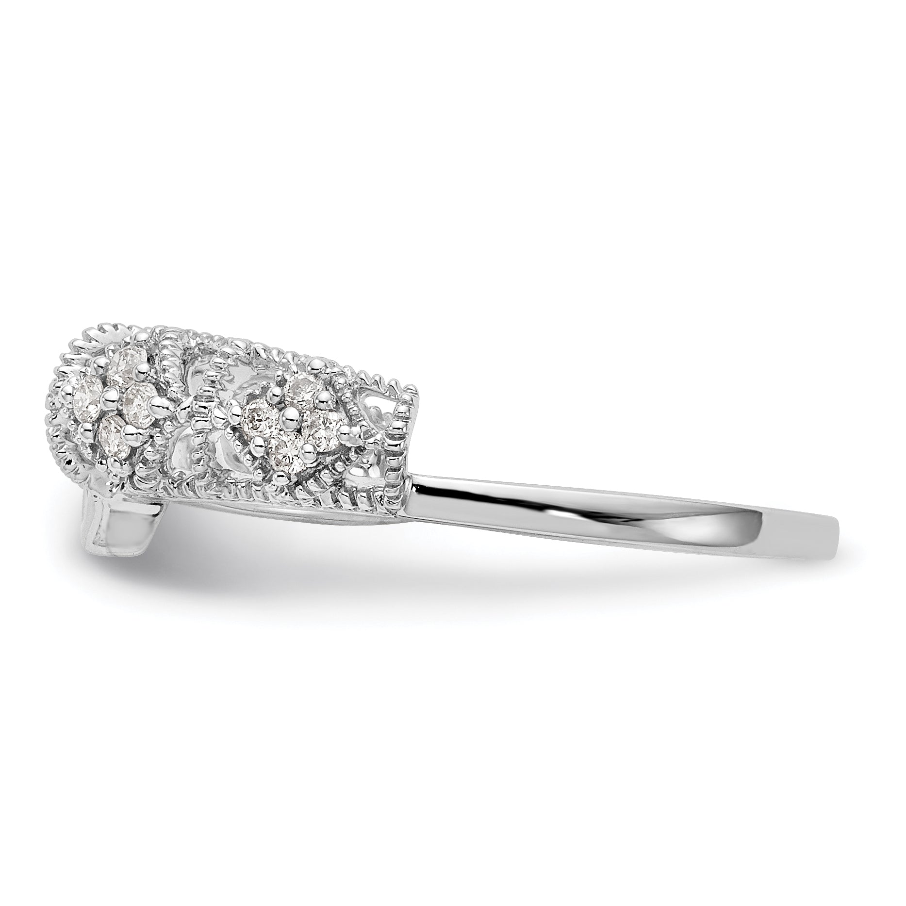 14K White Gold Filigree 1/10 carat Diamond Complete Wrap Ring