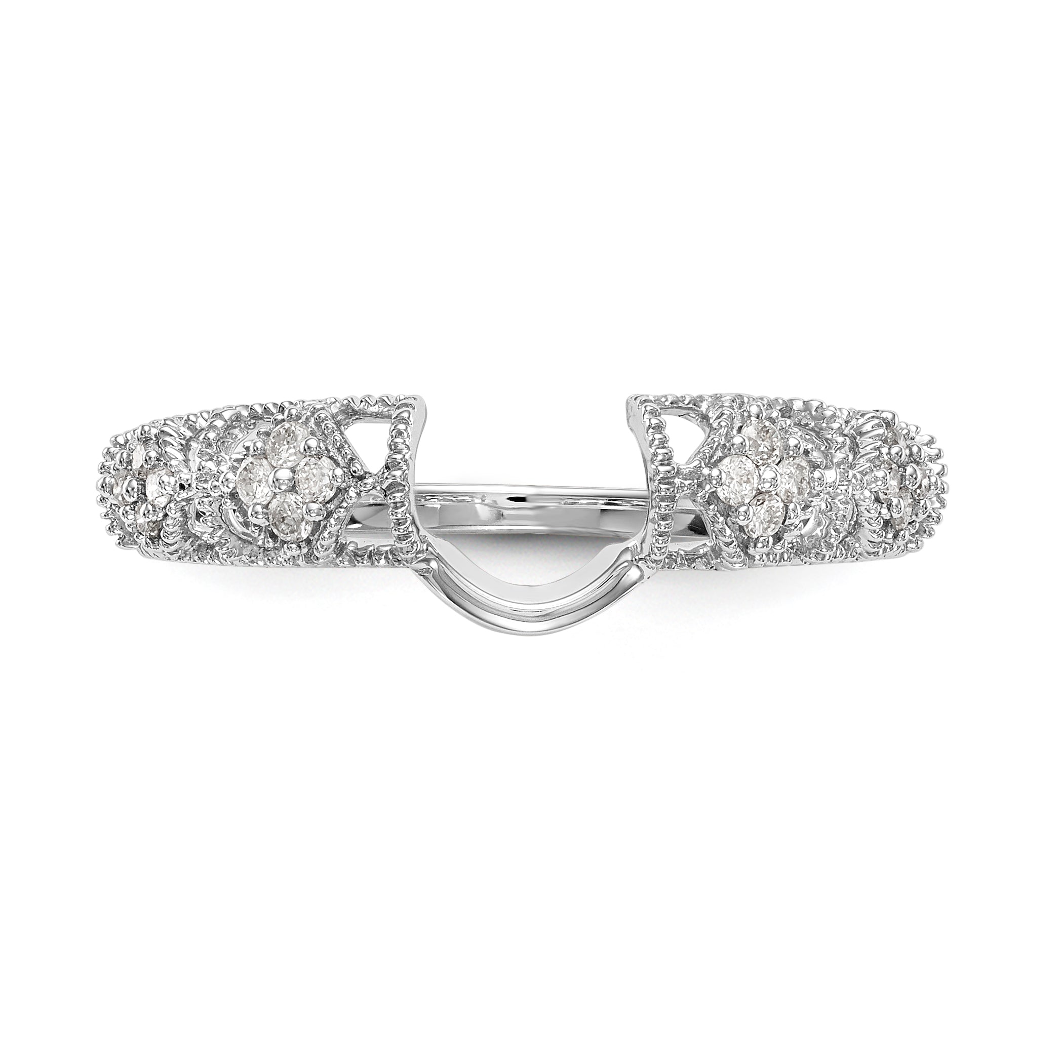 14K White Gold Filigree 1/10 carat Diamond Complete Wrap Ring - 7
