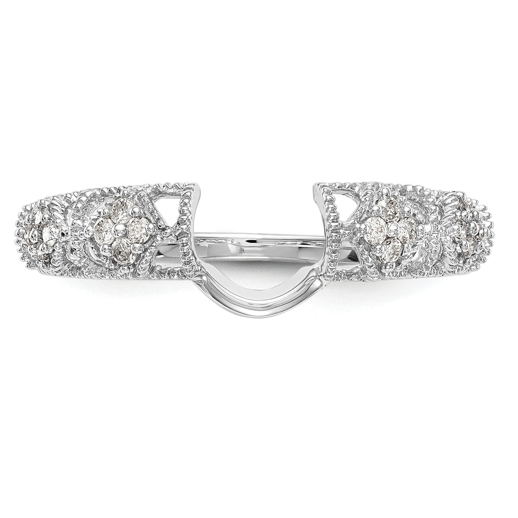 14K White Gold Filigree 1/10 carat Diamond Complete Wrap Ring
