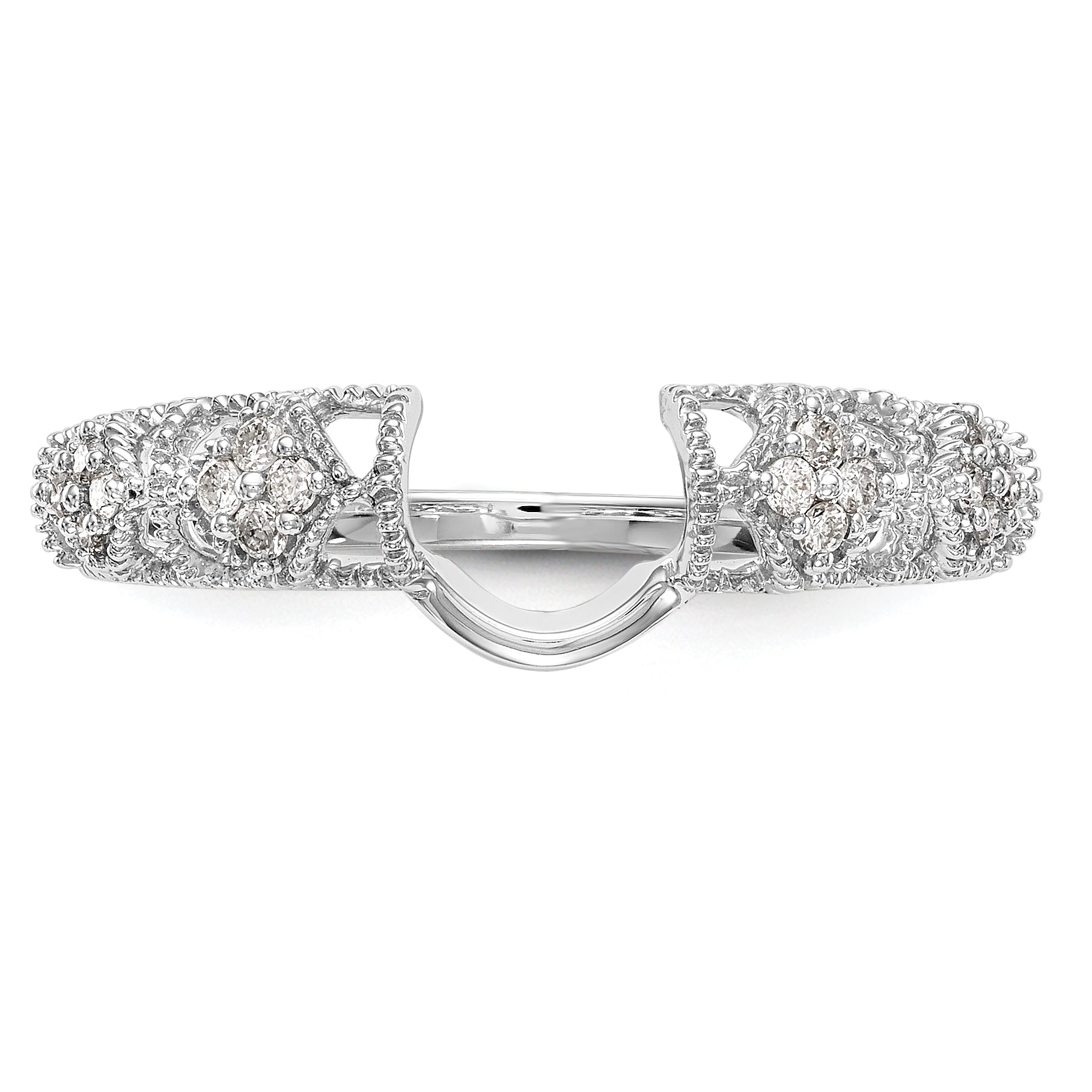 14K White Gold Filigree 1/10 carat Diamond Complete Wrap Ring
