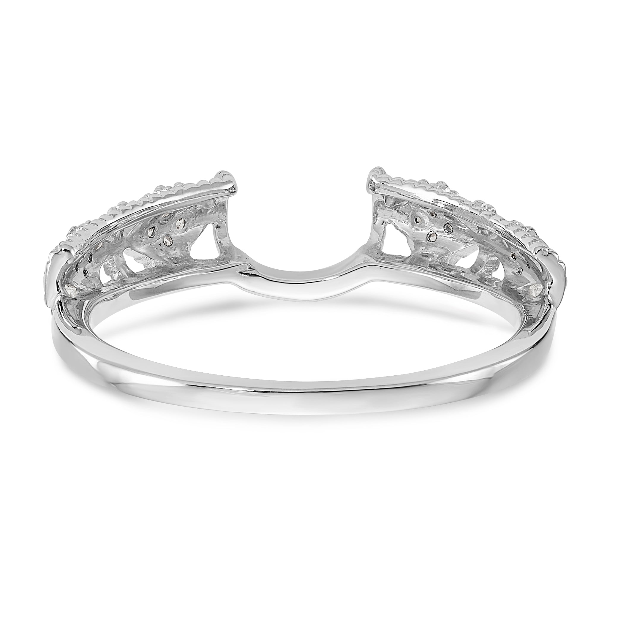 14K White Gold Filigree 1/10 carat Diamond Complete Wrap Ring - 7