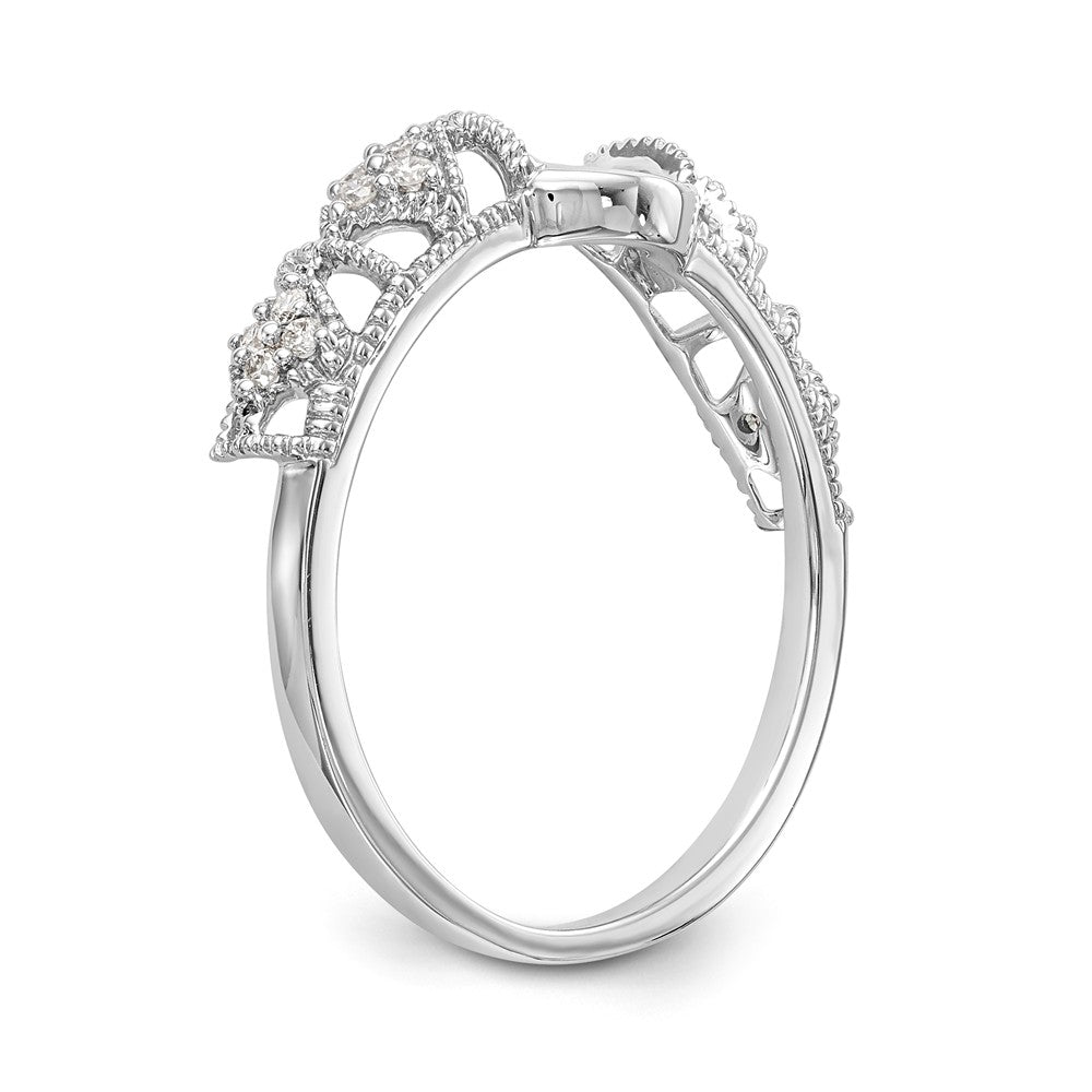 14K White Gold Filigree 1/10 carat Diamond Complete Wrap Ring - 7