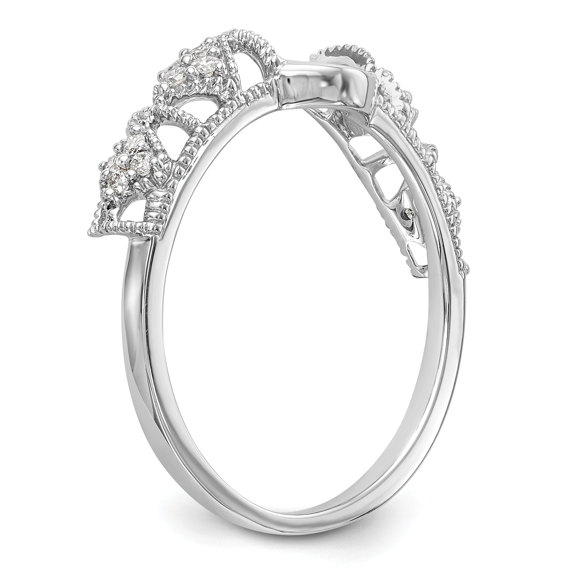 14K White Gold Filigree 1/10 carat Diamond Complete Wrap Ring