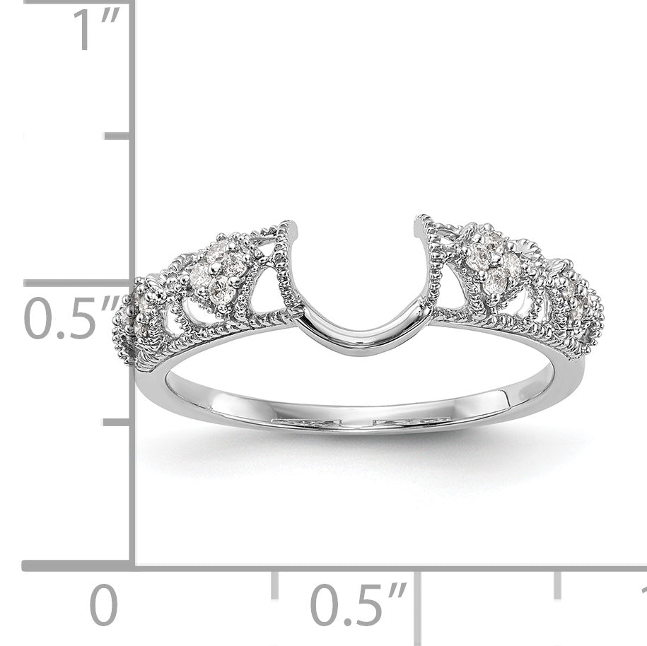 14K White Gold Filigree 1/10 carat Diamond Complete Wrap Ring