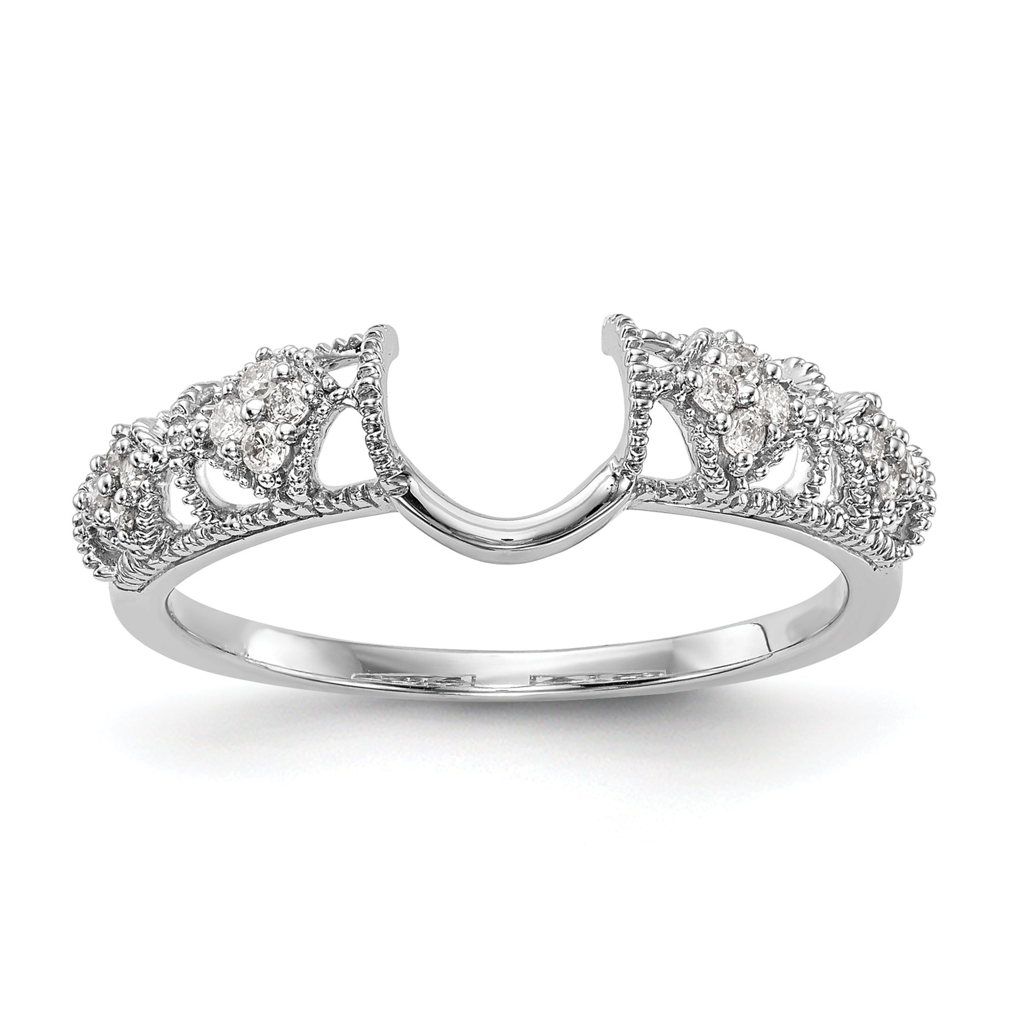 14K White Gold Filigree 1/10 carat Diamond Complete Wrap Ring Main image