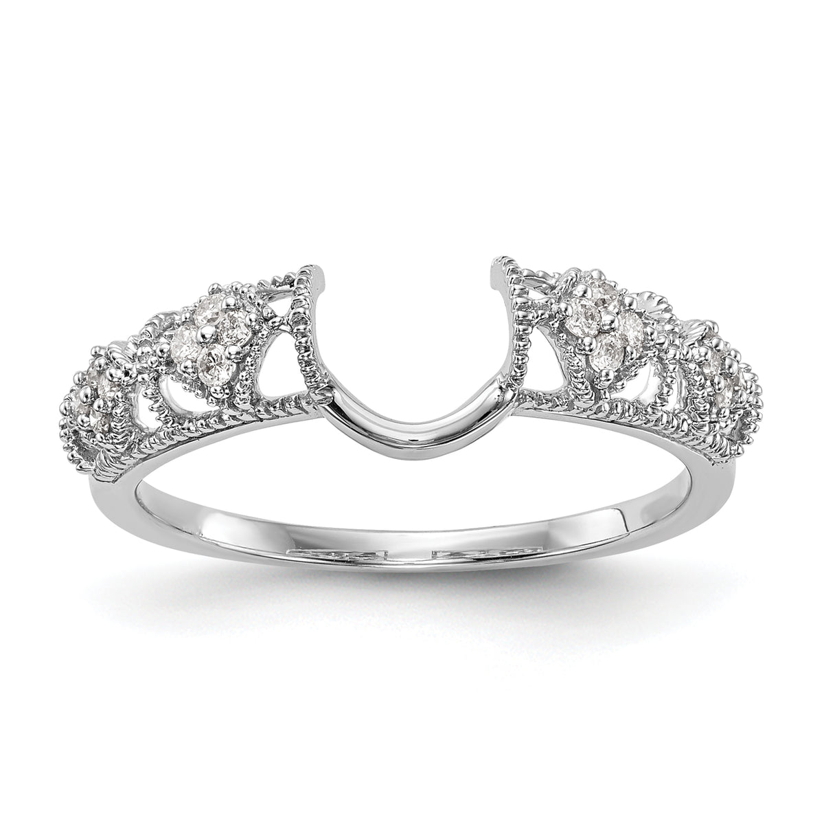 14K White Gold Filigree 1/10 carat Diamond Complete Wrap Ring