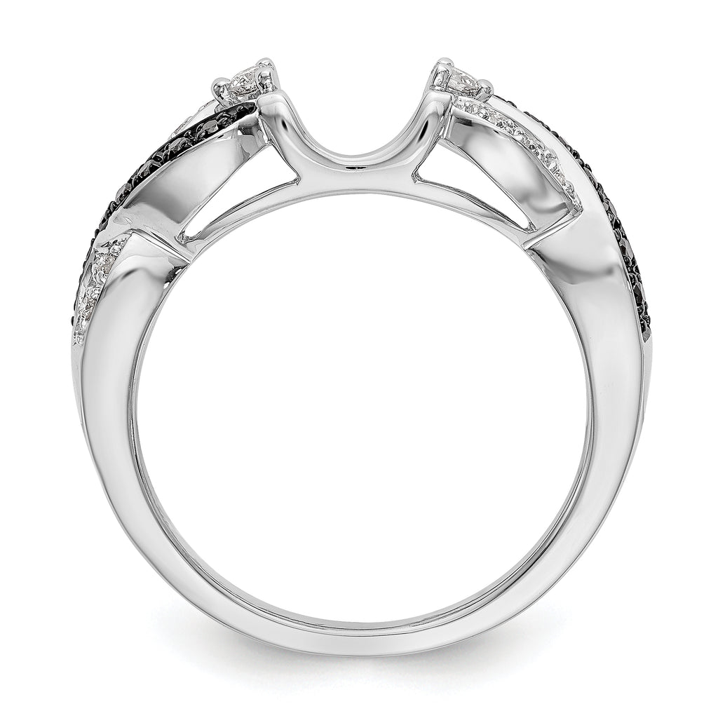 14K White Gold 1/5 carat Black and White Diamond Complete Wrap Ring
