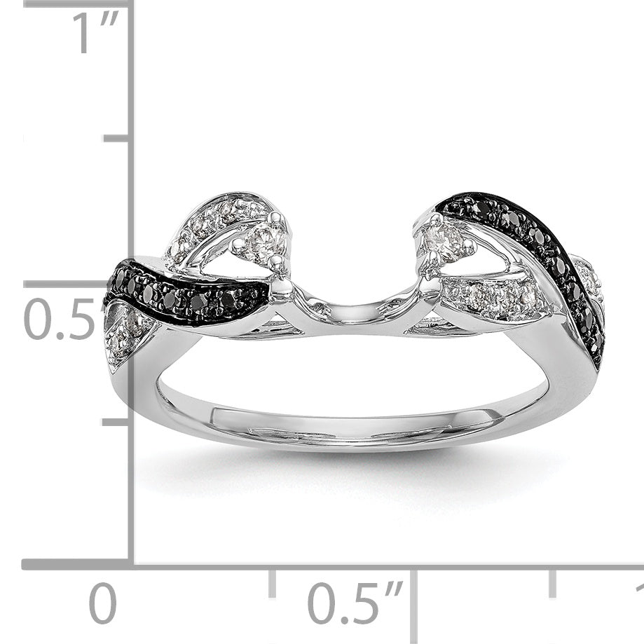 14K White Gold 1/5 carat Black and White Diamond Complete Wrap Ring