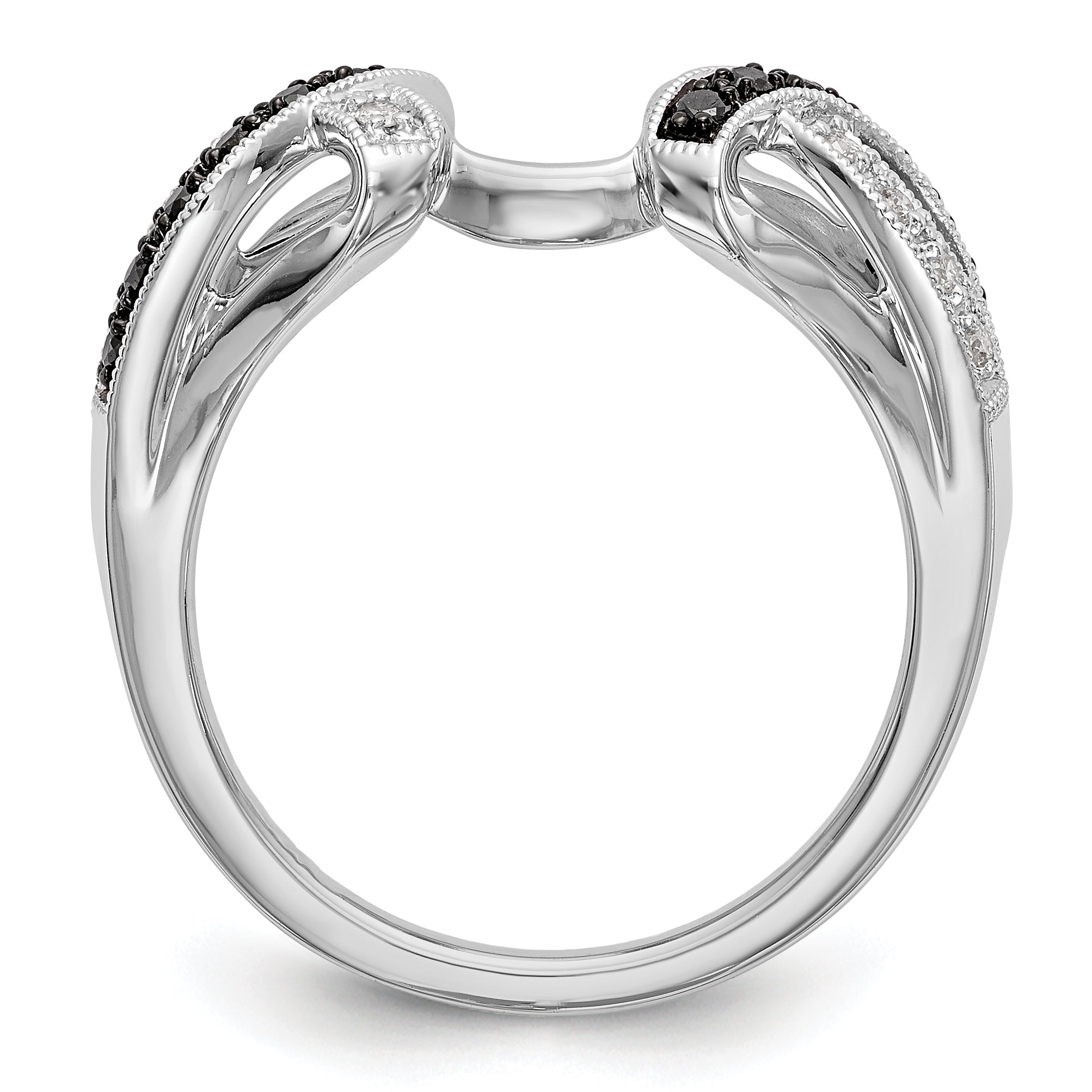 14K White Gold Black & White Diamond Wrap Secondary image