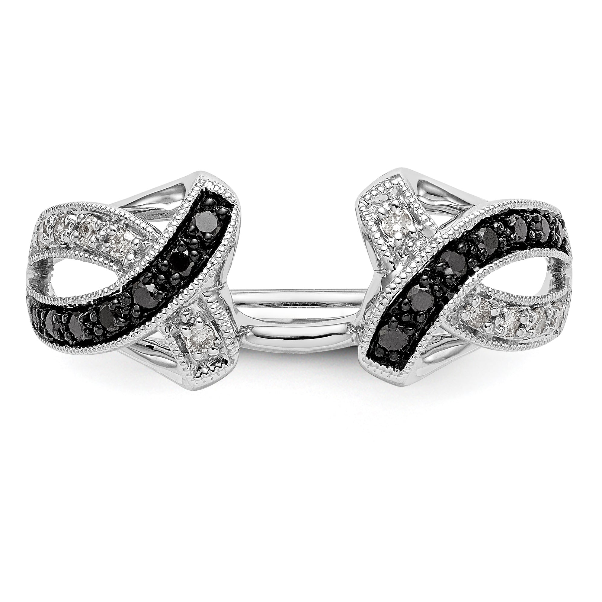 14K White Gold Black & White Diamond Wrap