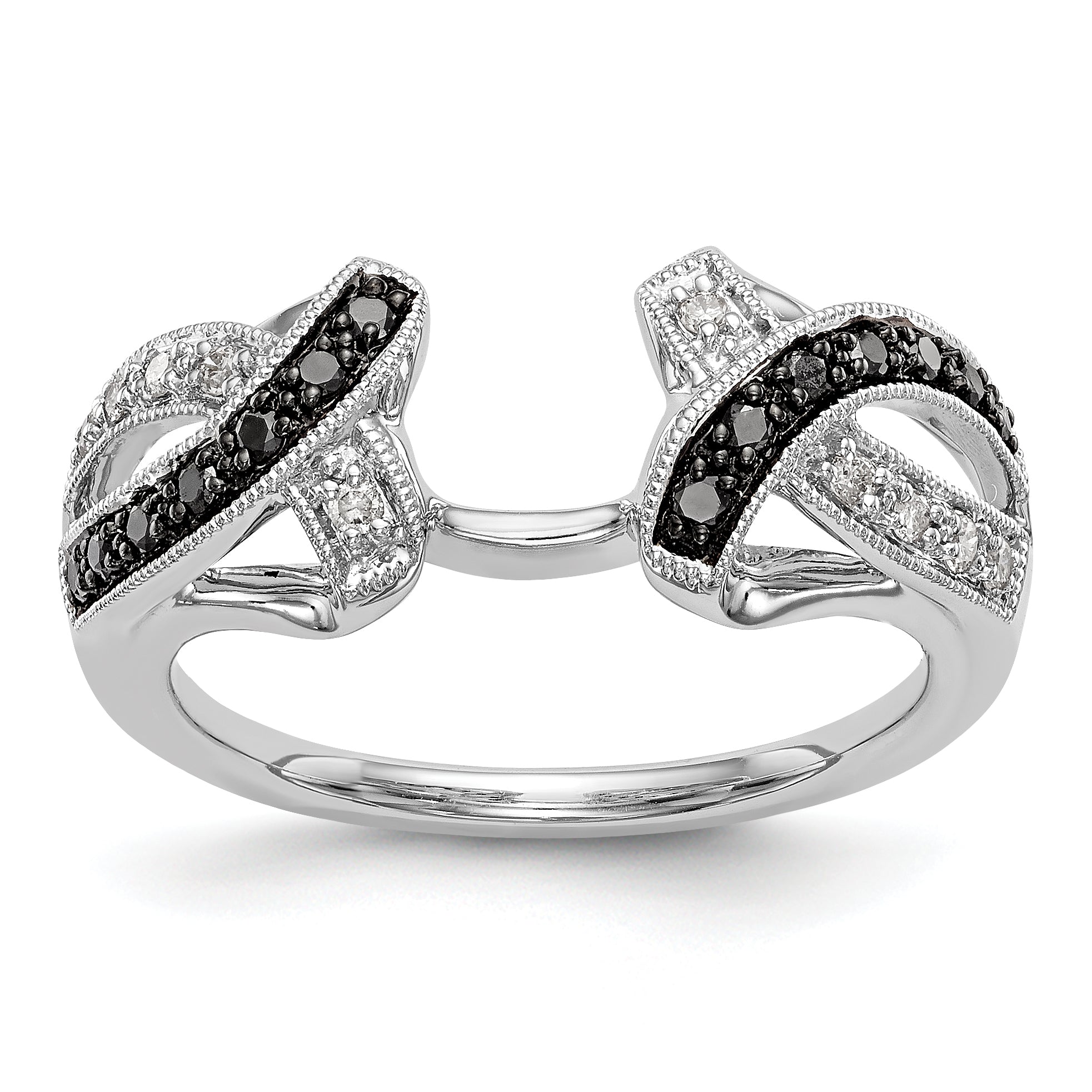 14K White Gold Black & White Diamond Wrap Main image