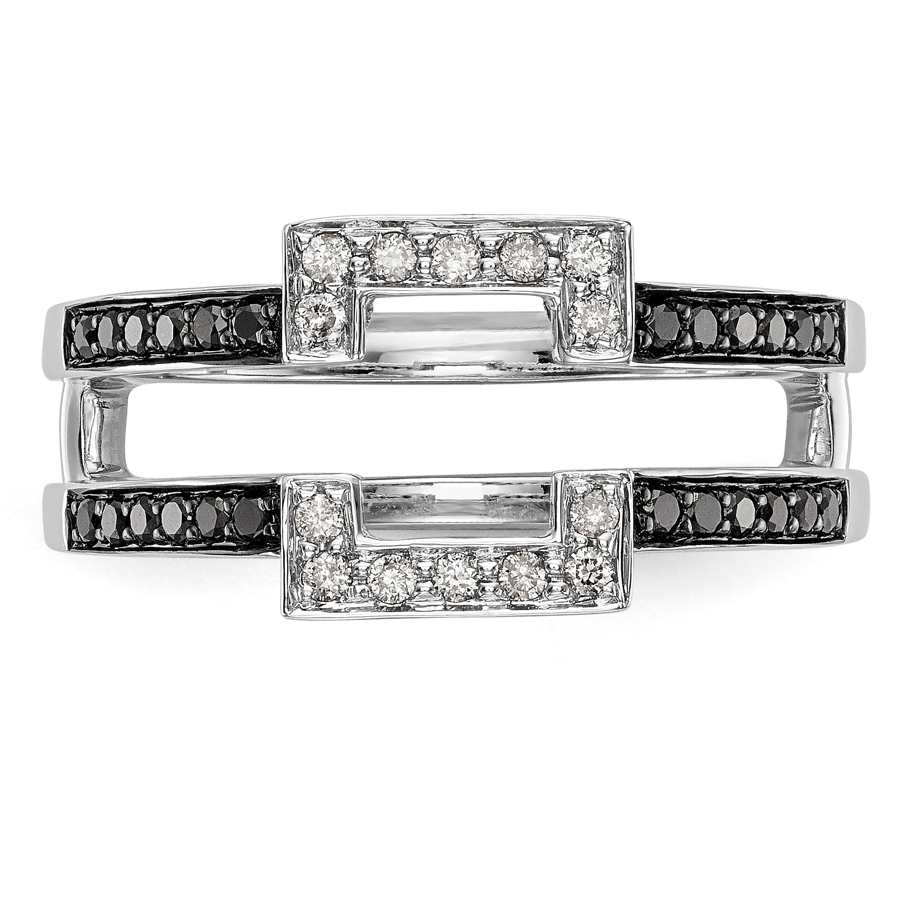 14K White Gold Black & White Diamond Guard - 7