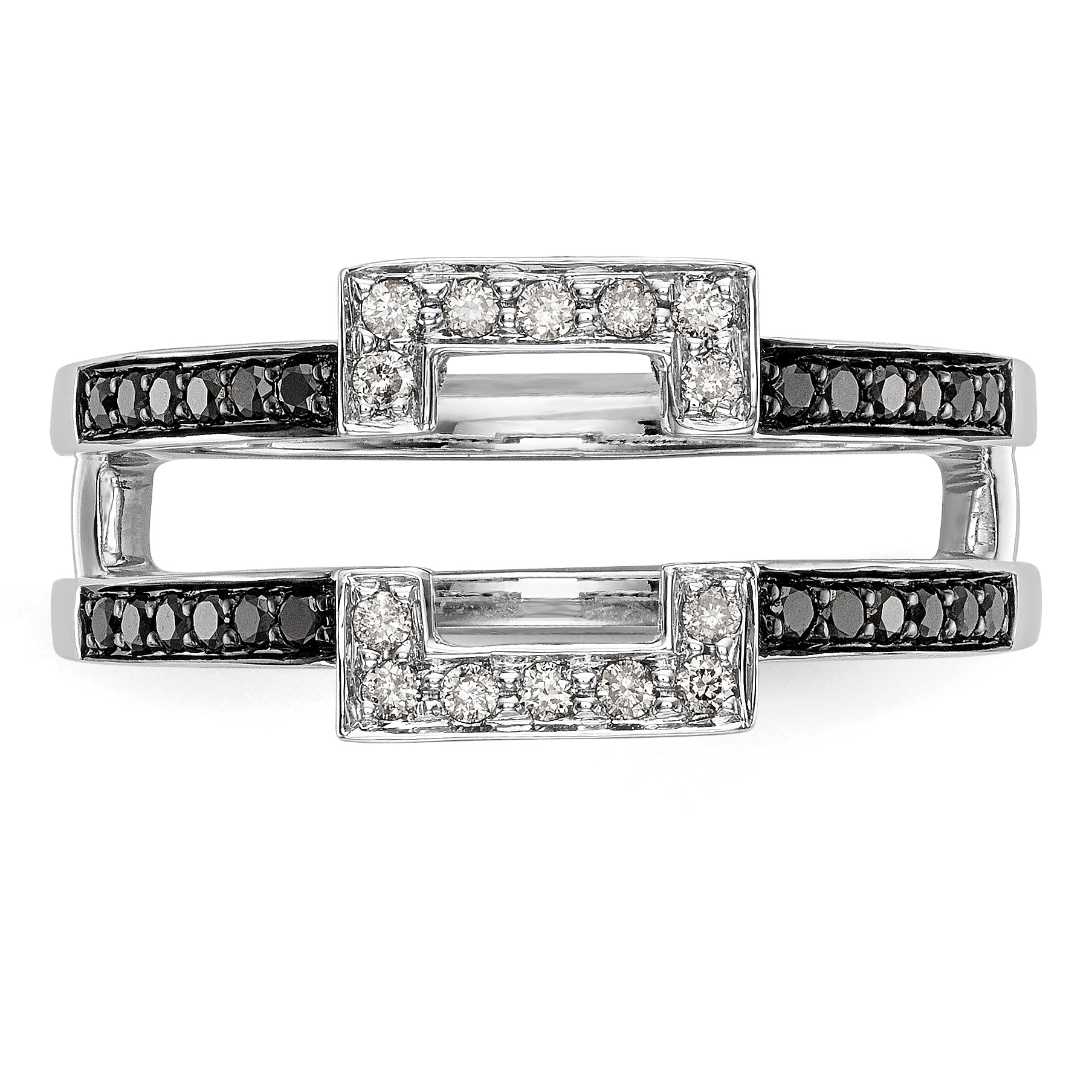 14K White Gold Black & White Diamond Guard