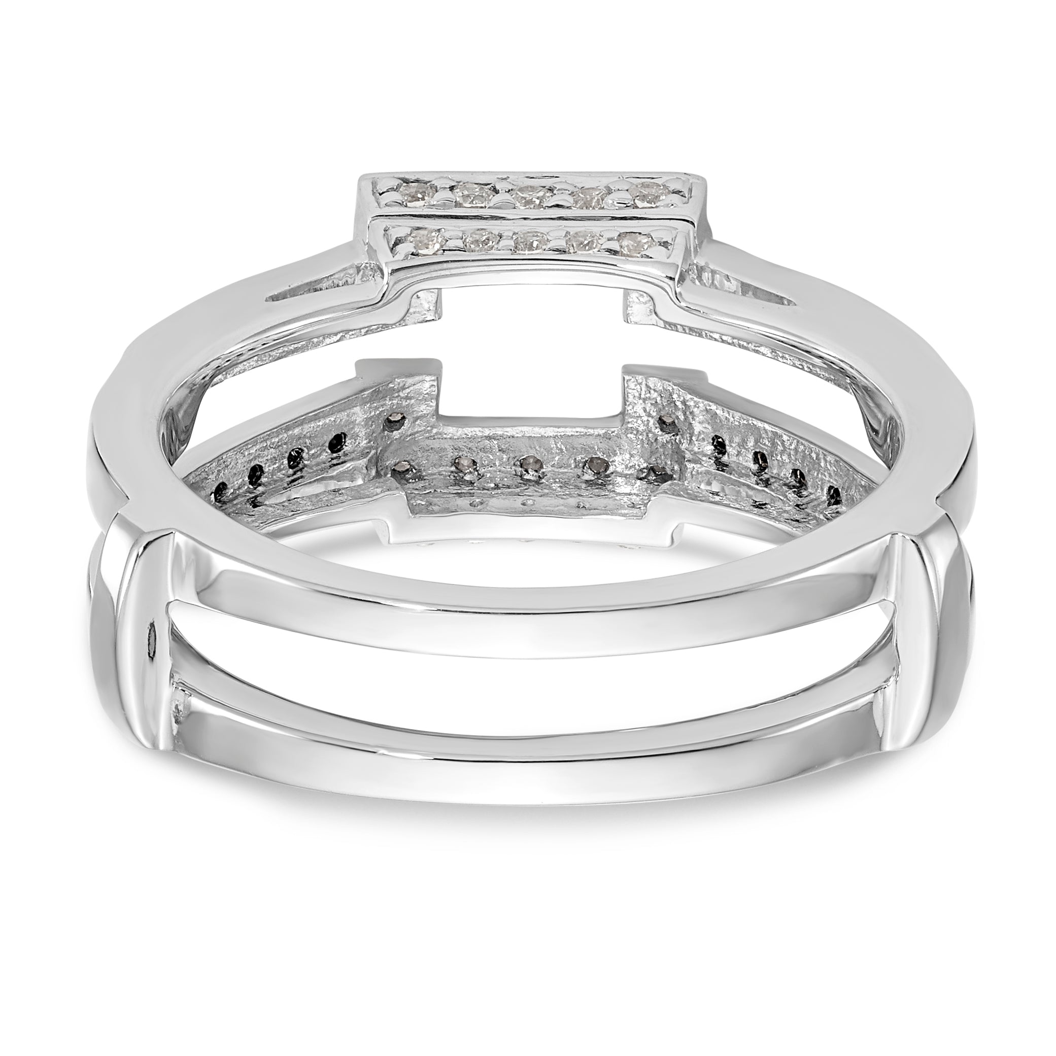 14K White Gold Black & White Diamond Guard - 7