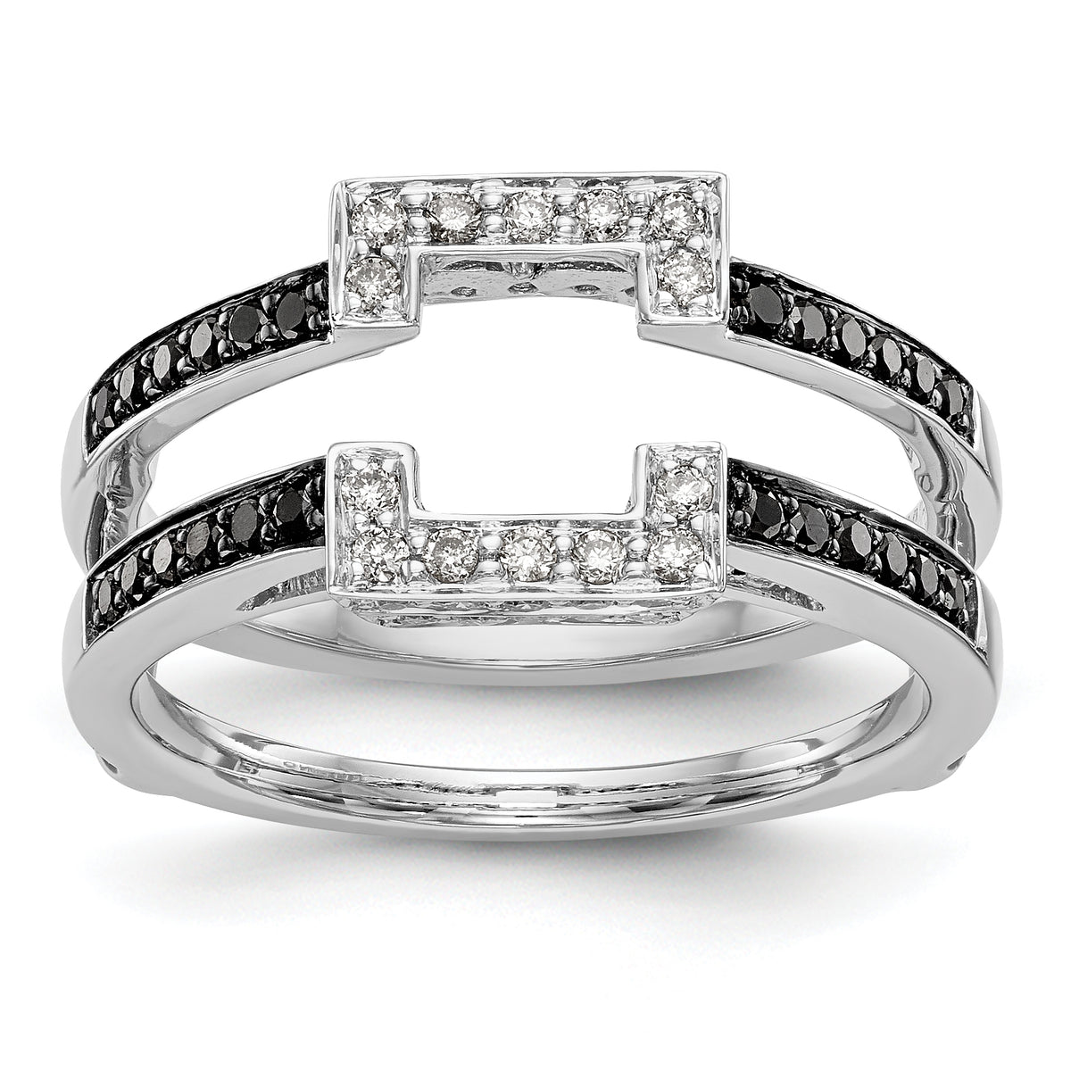 14K White Gold Black & White Diamond Guard