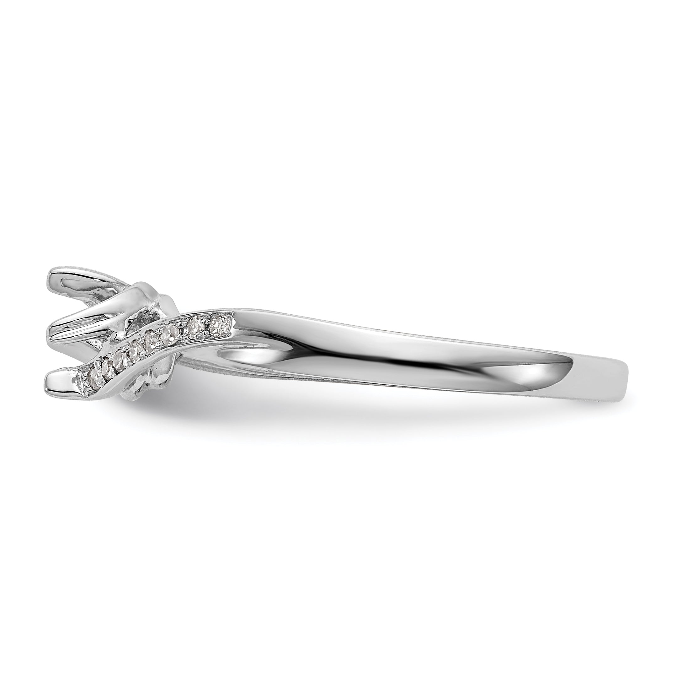 First Promise 14K White Gold Bypass (Holds 1/4 carat (4.1mm) Round Center) 1/20 carat Diamond Semi-Mount Promise/Engagement Ring