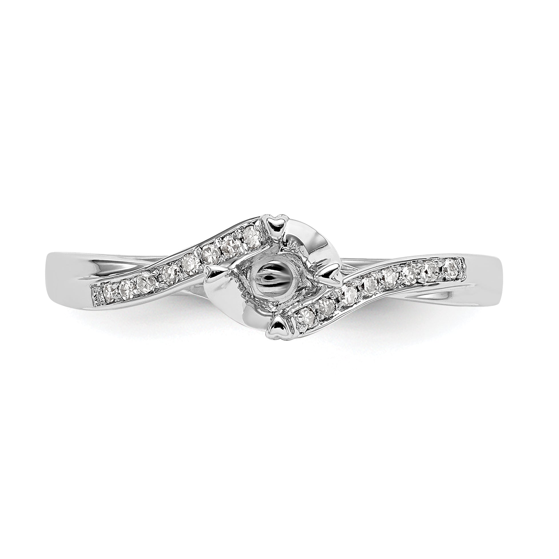 First Promise 14K White Gold Bypass (Holds 1/4 carat (4.1mm) Round Center) 1/20 carat Diamond Semi-Mount Promise/Engagement Ring