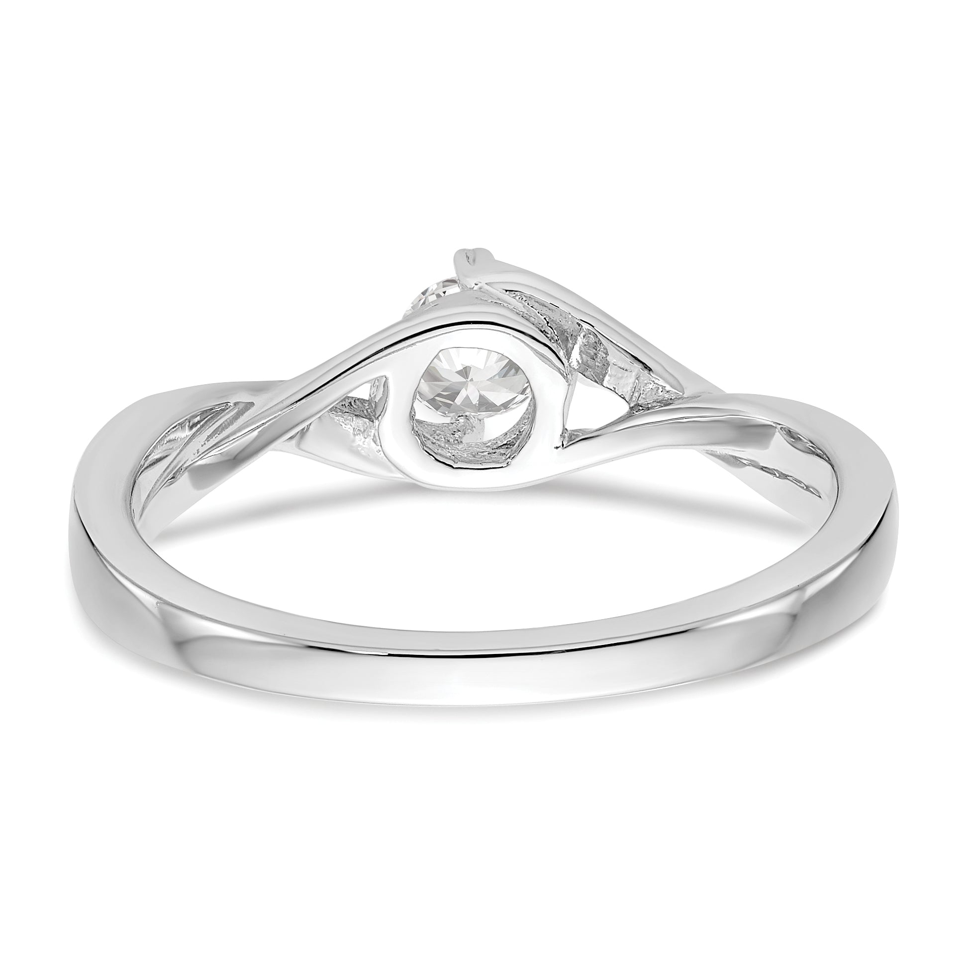 First Promise 14K White Gold Bypass (Holds 1/4 carat (4.1mm) Round Center) 1/20 carat Diamond Semi-Mount Promise/Engagement Ring