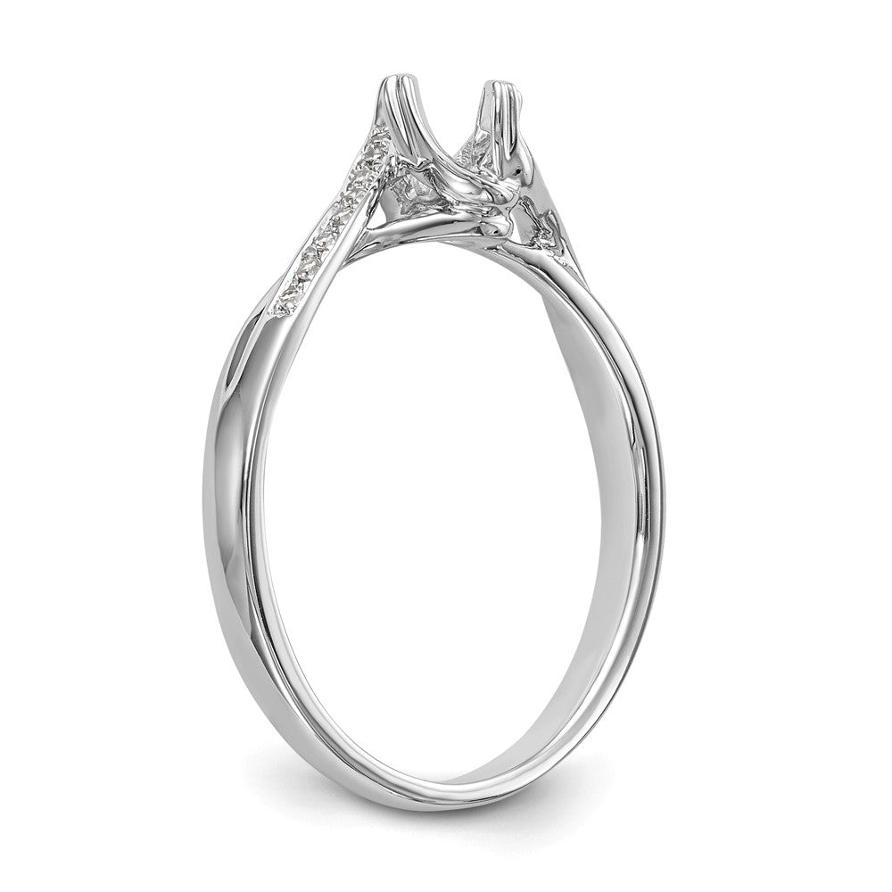 First Promise 14K White Gold Bypass (Holds 1/4 carat (4.1mm) Round Center) 1/20 carat Diamond Semi-Mount Promise/Engagement Ring