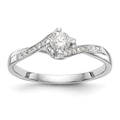 First Promise 14K White Gold Bypass (Holds 1/4 carat (4.1mm) Round Center) 1/20 carat Diamond Semi-Mount Promise/Engagement Ring