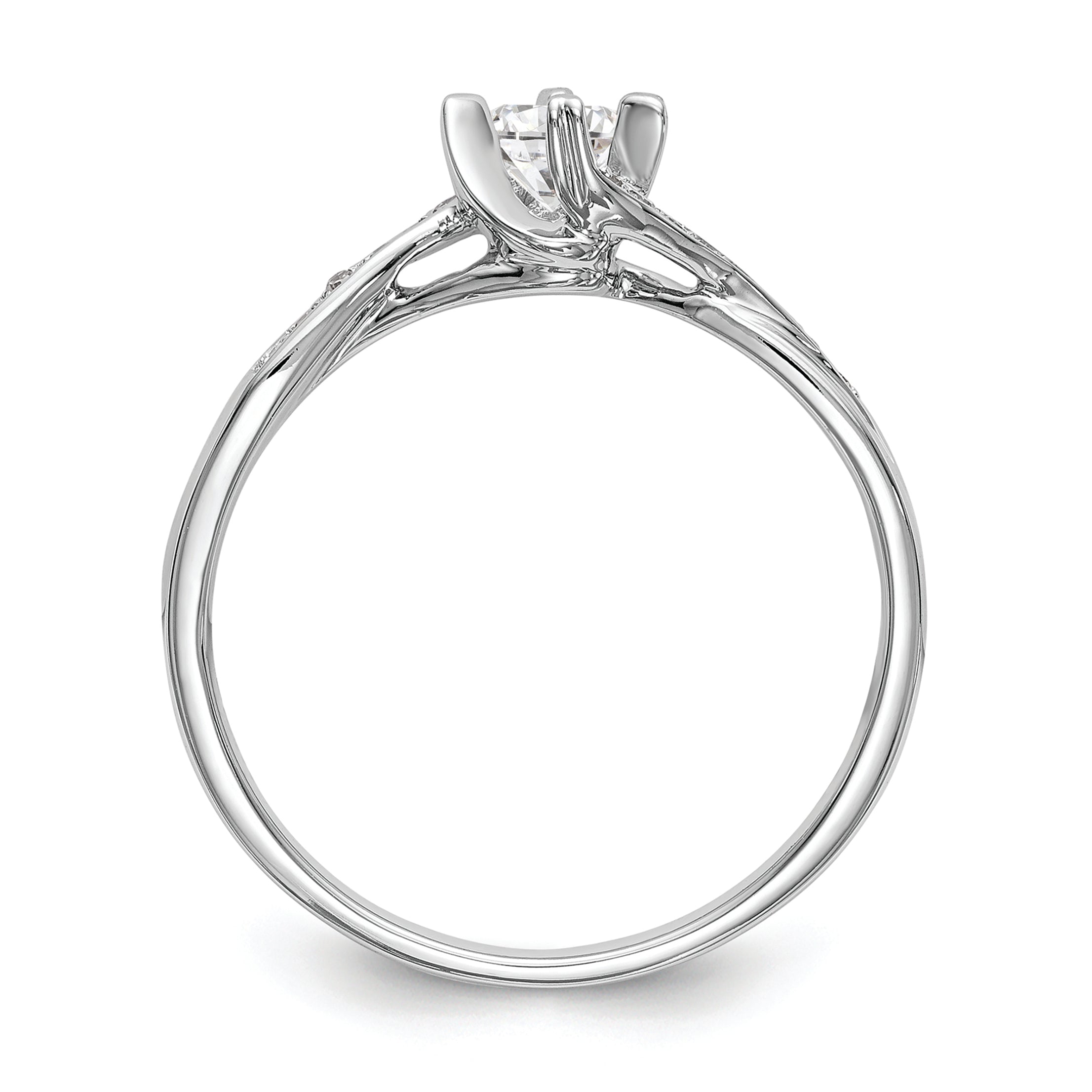 First Promise 14k White Gold Bypass (Holds 1/4 carat (4.1mm) Round Center) 1/20 carat Diamond Semi-Mount Promise/Engagement Ring Secondary image