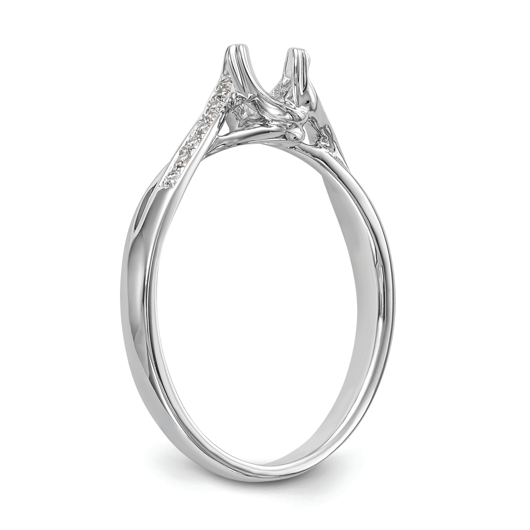 First Promise 14k White Gold Bypass (Holds 1/4 carat (4.1mm) Round Center) 1/20 carat Diamond Semi-Mount Promise/Engagement Ring