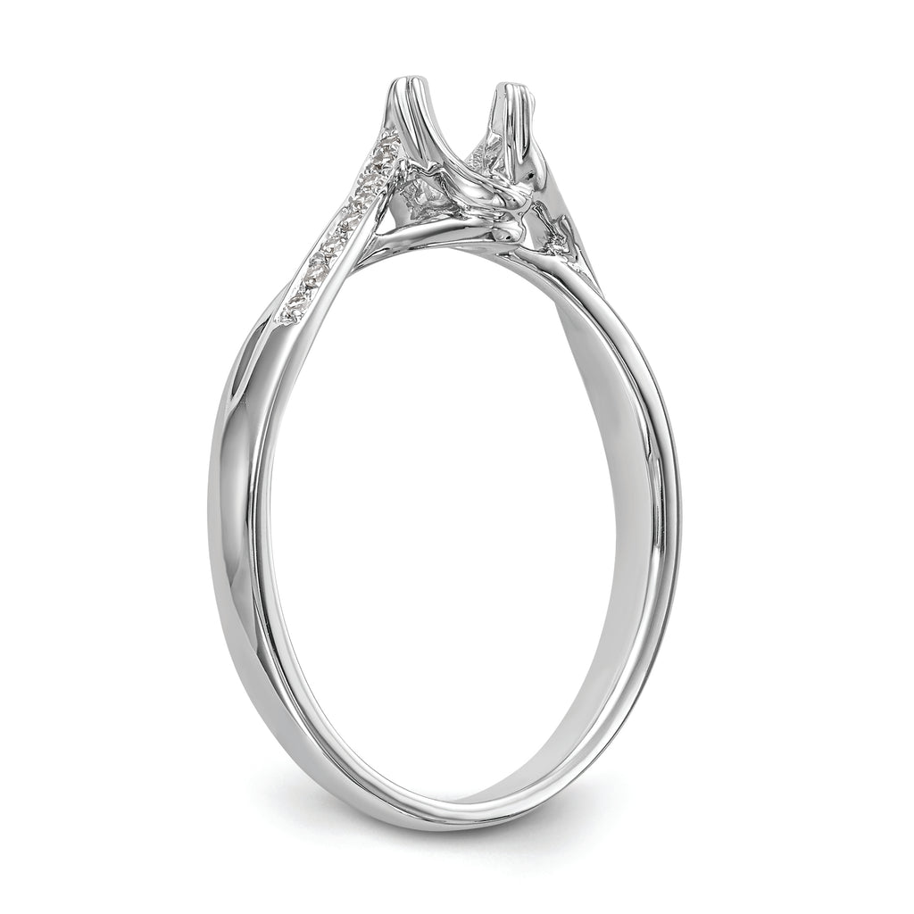 First Promise 14k White Gold Bypass (Holds 1/4 carat (4.1mm) Round Center) 1/20 carat Diamond Semi-Mount Promise/Engagement Ring