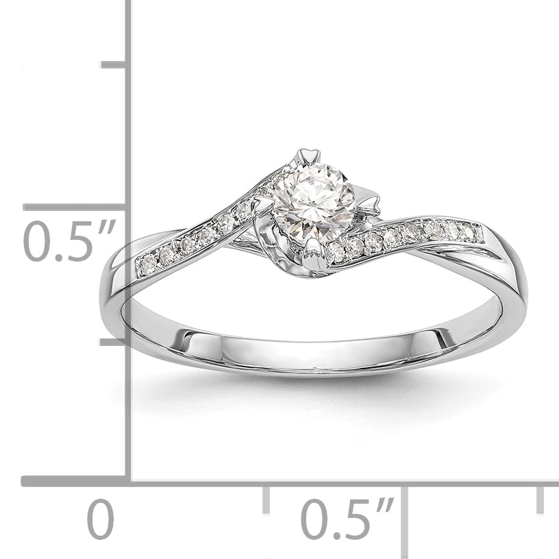 First Promise 14k White Gold Bypass (Holds 1/4 carat (4.1mm) Round Center) 1/20 carat Diamond Semi-Mount Promise/Engagement Ring