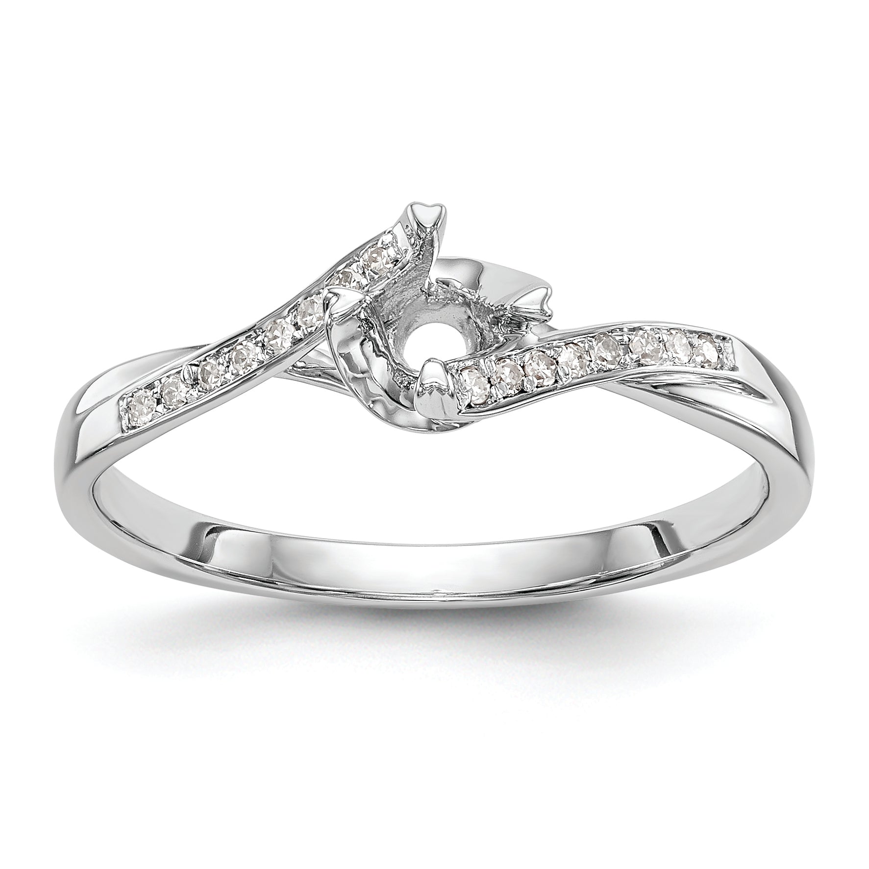 First Promise 14k White Gold Bypass (Holds 1/4 carat (4.1mm) Round Center) 1/20 carat Diamond Semi-Mount Promise/Engagement Ring