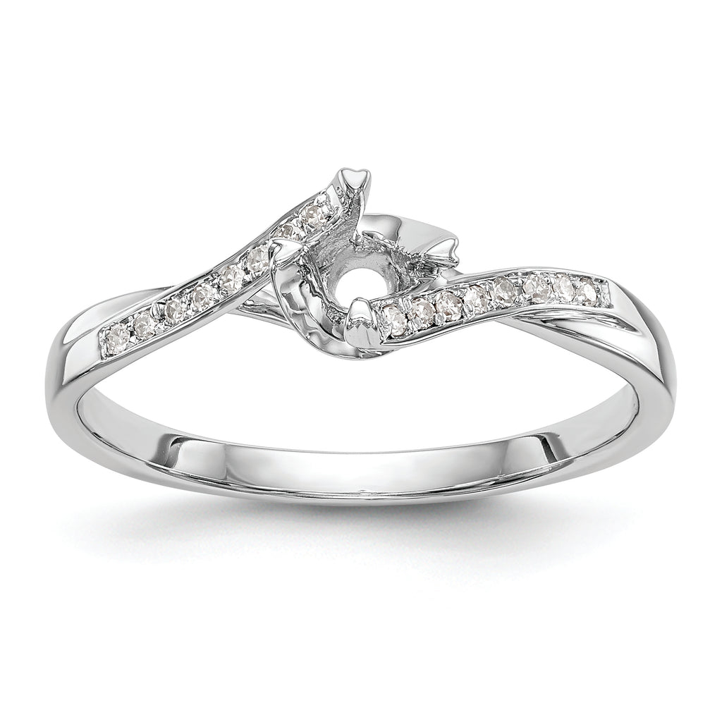 First Promise 14k White Gold Bypass (Holds 1/4 carat (4.1mm) Round Center) 1/20 carat Diamond Semi-Mount Promise/Engagement Ring