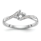 First Promise 14k White Gold Bypass (Holds 1/4 carat (4.1mm) Round Center) 1/20 carat Diamond Semi-Mount Promise/Engagement Ring