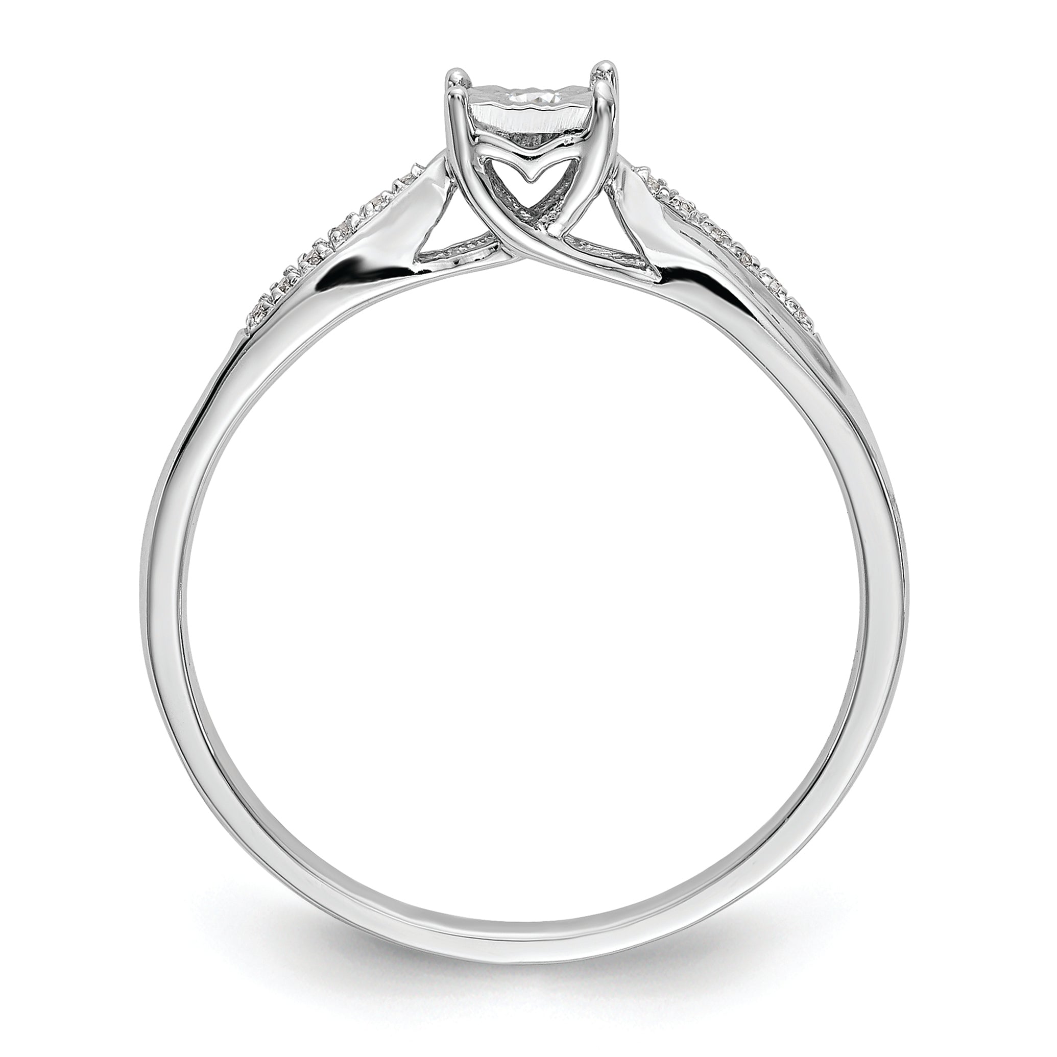 First Promise 14k White Gold Square Illusion 1/20 carat Round Diamond Complete Promise/Engagement Ring Secondary image
