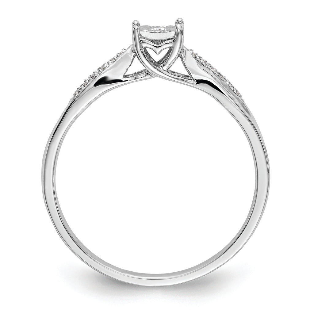 First Promise 14k White Gold Square Illusion 1/20 carat Round Diamond Complete Promise/Engagement Ring