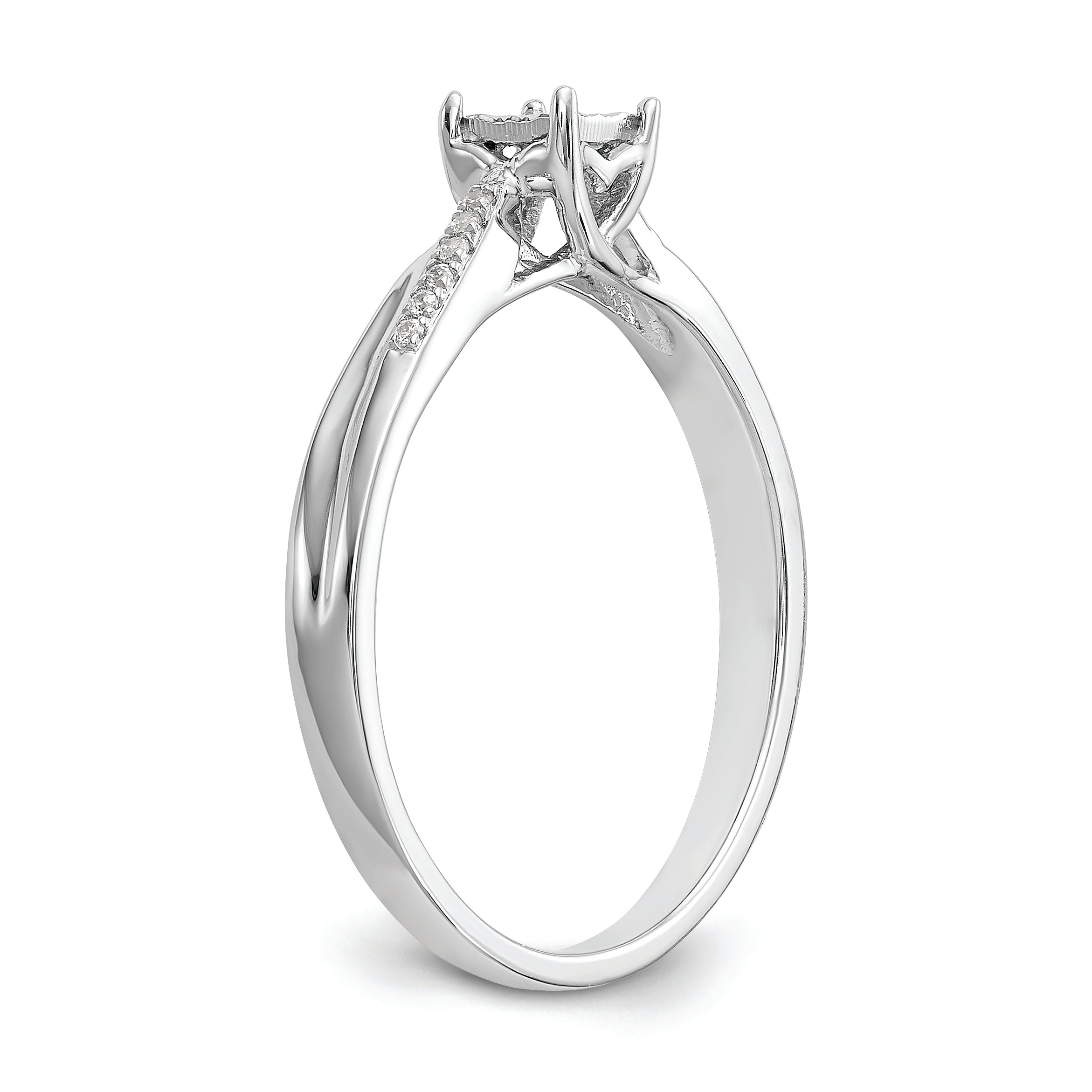 First Promise 14k White Gold Square Illusion 1/20 carat Round Diamond Complete Promise/Engagement Ring
