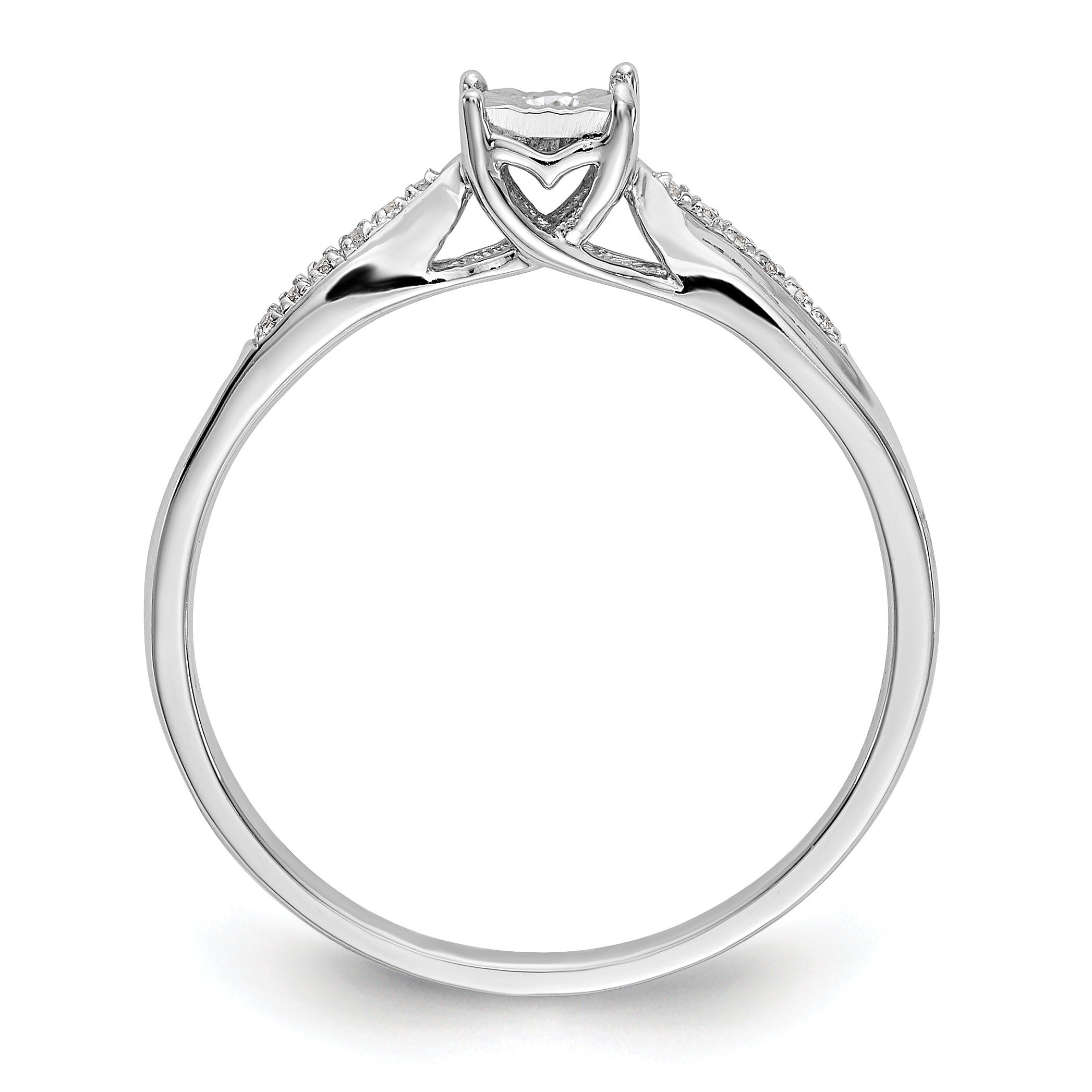 First Promise 14K White Gold Square Illusion 1/20 carat Round Diamond Complete Promise/Engagement Ring