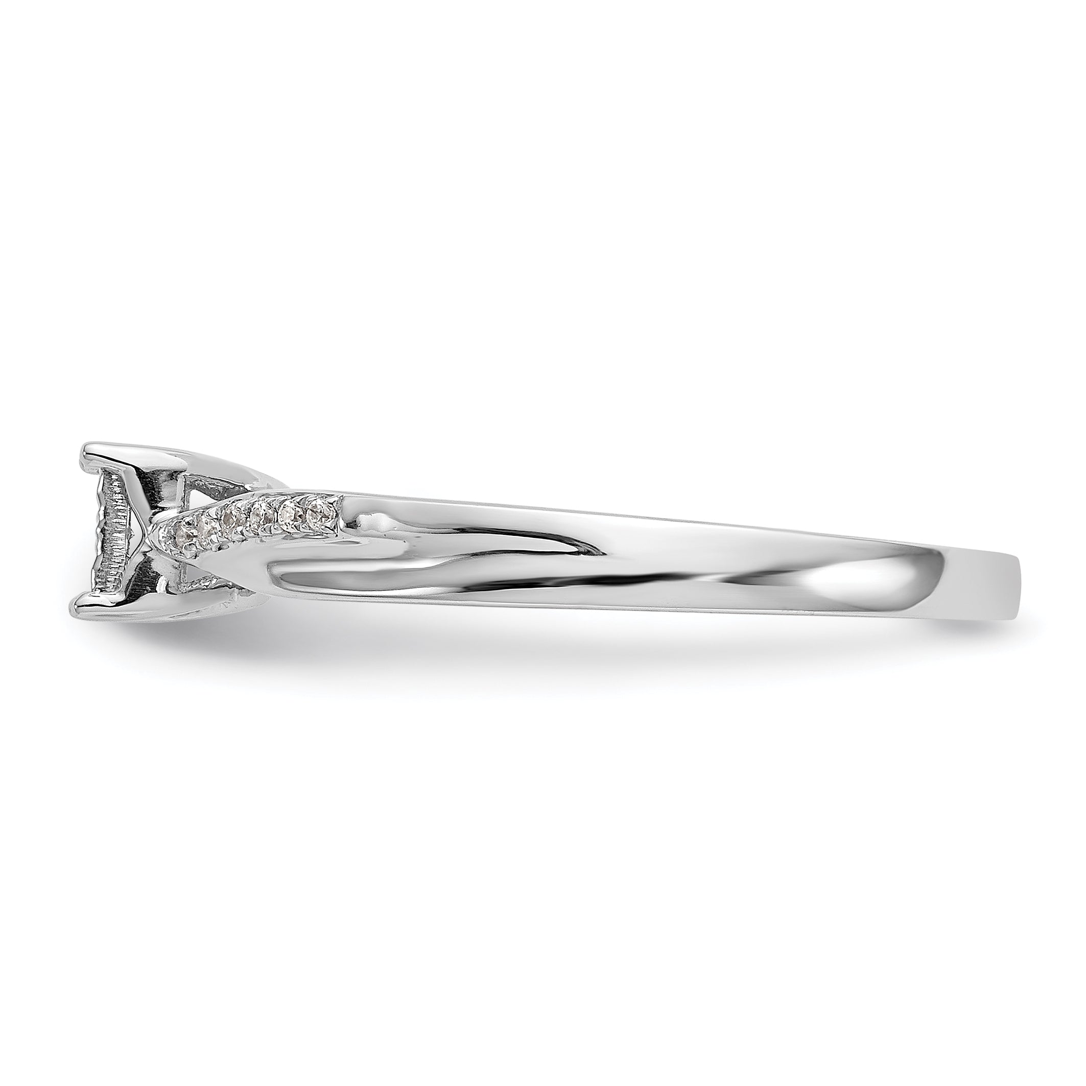 First Promise 14K White Gold Square Illusion 1/20 carat Round Diamond Complete Promise/Engagement Ring