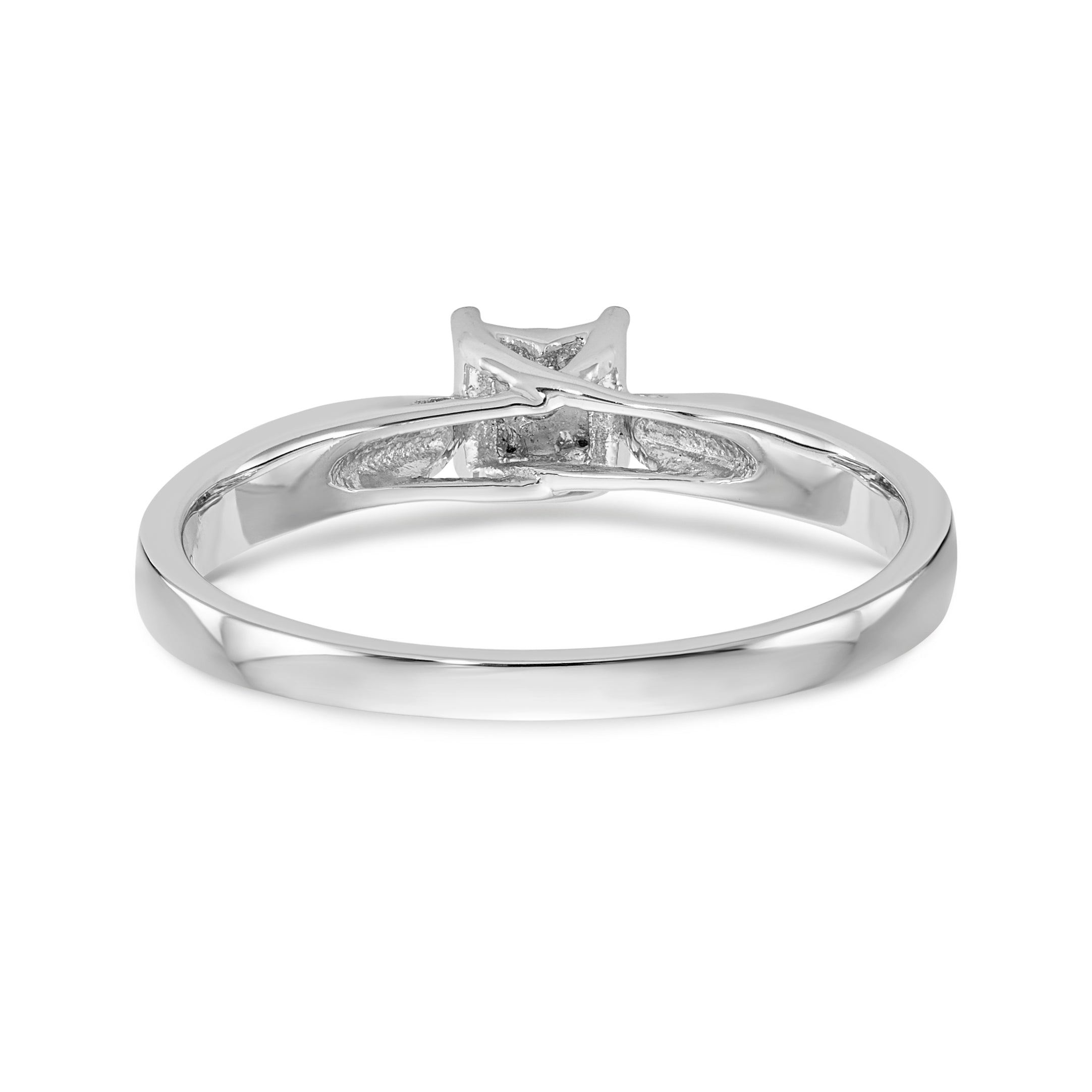 First Promise 14K White Gold Square Illusion 1/20 carat Round Diamond Complete Promise/Engagement Ring