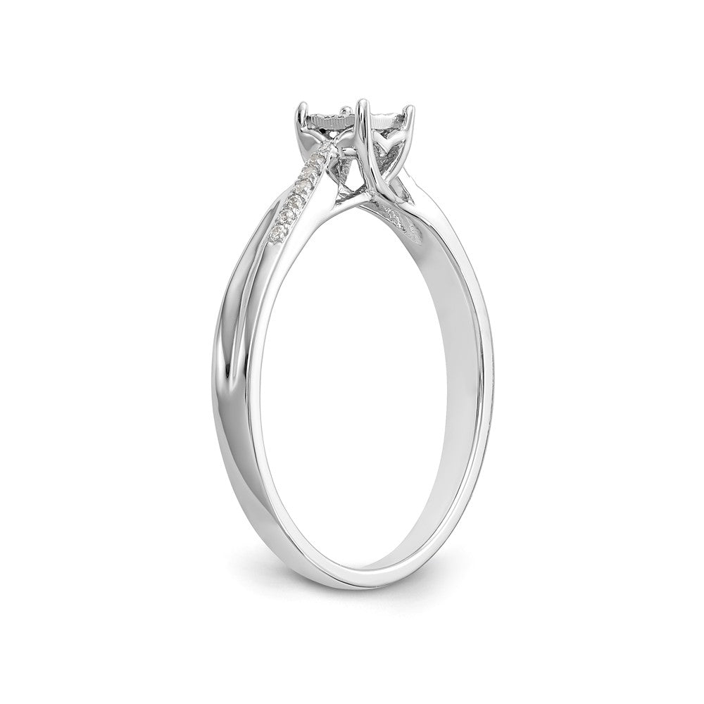 First Promise 14K White Gold Square Illusion 1/20 carat Round Diamond Complete Promise/Engagement Ring