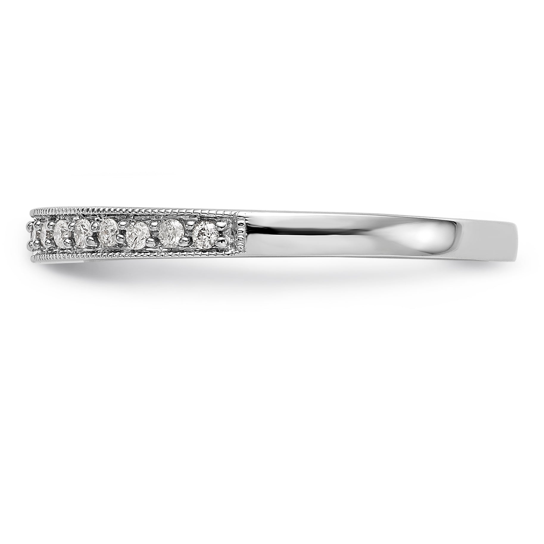 14K White Gold 1/10 carat Diamond Complete Wedding Band - 7
