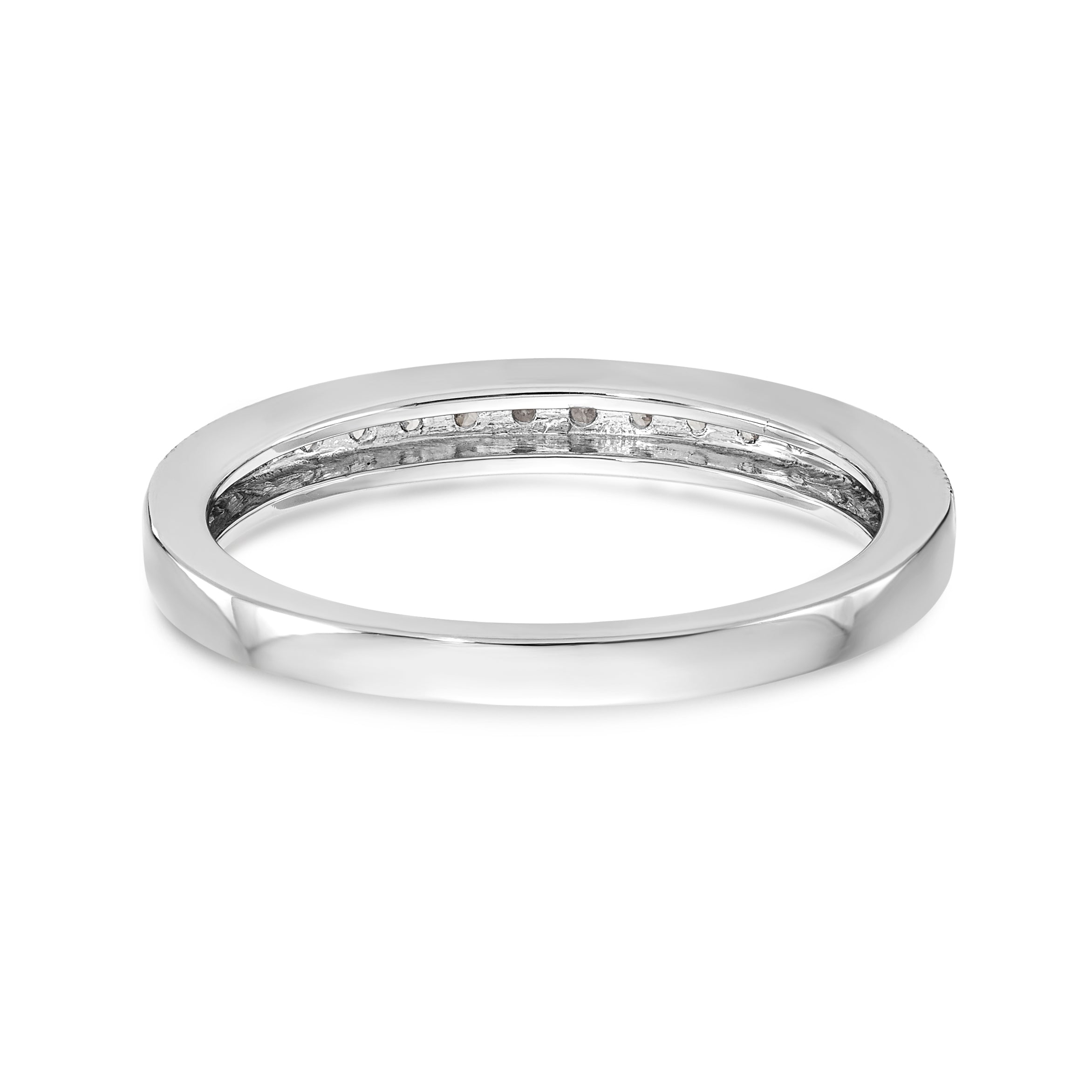 14K White Gold 1/10 carat Diamond Complete Wedding Band - 7