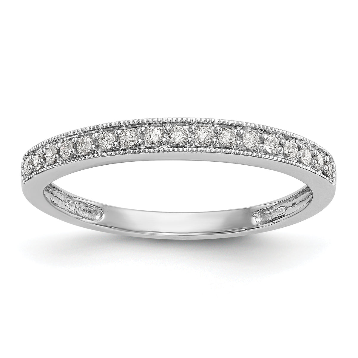 14K White Gold 1/10 carat Diamond Complete Wedding Band - 7