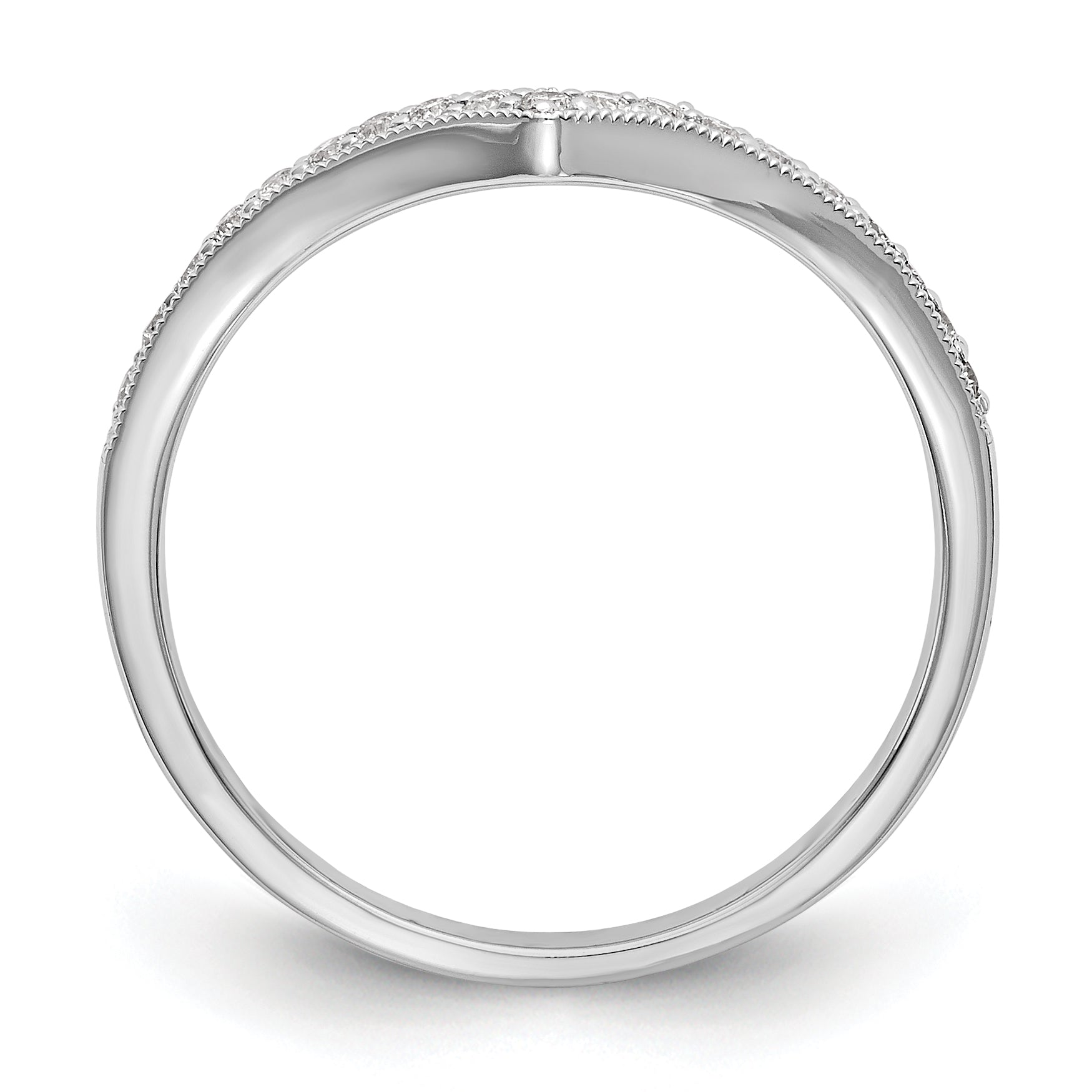 14K White Gold 1/8 carat Diamond Contoured Complete Wedding Band - 7