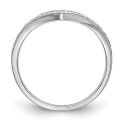 14K White Gold 1/8 carat Diamond Contoured Complete Wedding Band - 7