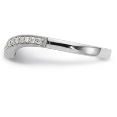 14K White Gold 1/8 carat Diamond Contoured Complete Wedding Band - 7
