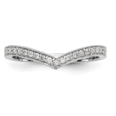 14K White Gold 1/8 carat Diamond Contoured Complete Wedding Band - 7