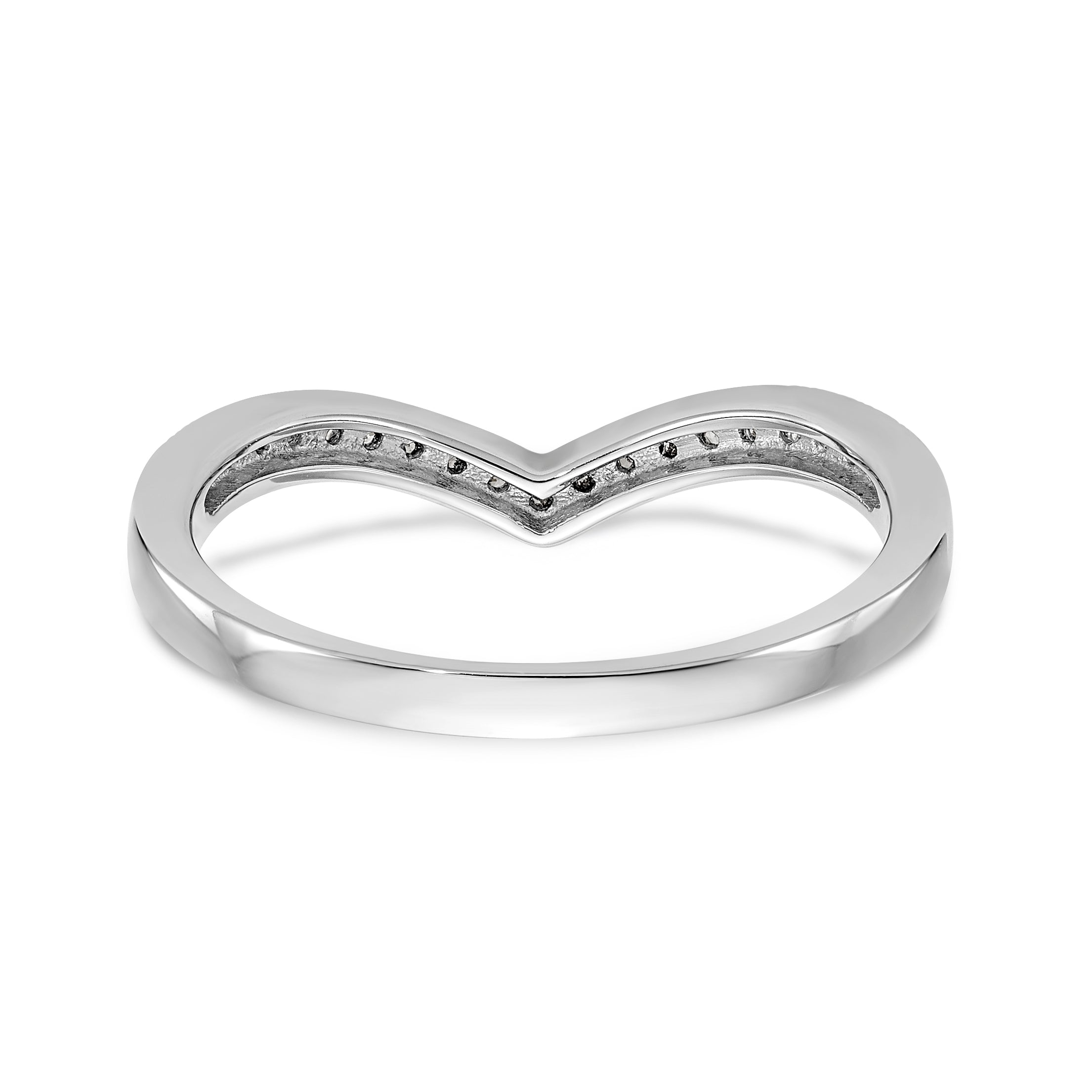 14K White Gold 1/8 carat Diamond Contoured Complete Wedding Band - 7